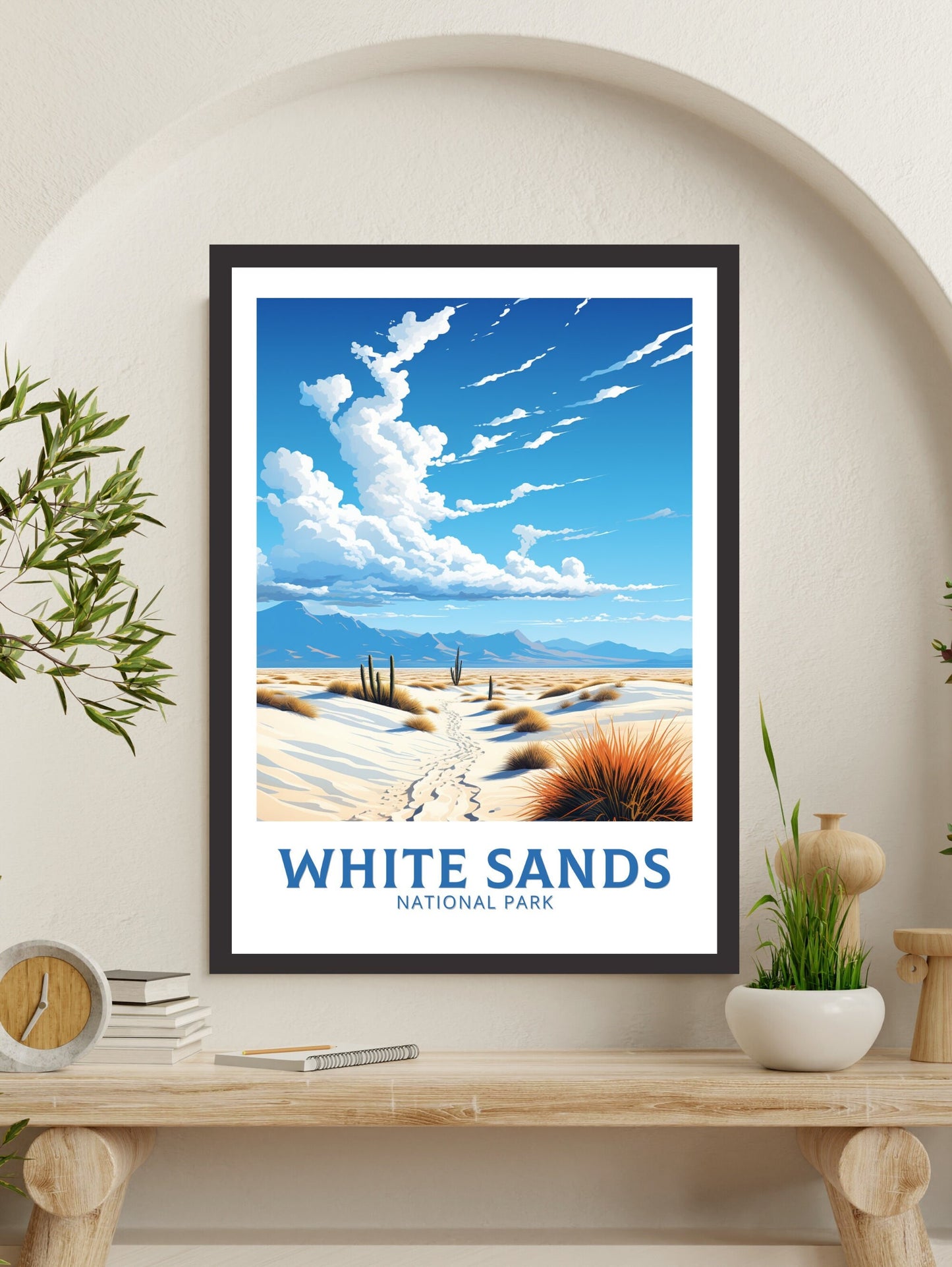 White Sands National Park Poster | White Sands National Park Print | New Mexico Design | White Sands Wall Art | New Mexico Painting | ID 916