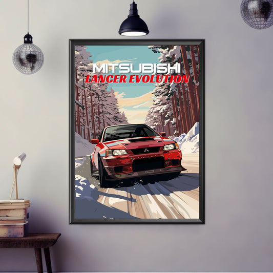 Mitsubishi Lancer Evolution Poster, Mitsubishi Lancer Evolution Print, 1990s Car Print, Car Print, Car Poster, Car Art, Rally Car Print