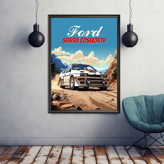Ford Sierra Cosworth Poster, Car Art, Rally Car Print, Ford Sierra Cosworth Print, 1980s Car Print, Classic Car, Car Print, Car Poster