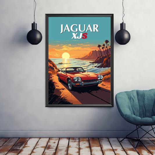 Jaguar XJS Poster, Jaguar XJS Print, Car Poster, Car Print, Old-timer Print, 1980s Car, Car Art, Classic car print, Vintage Car Print