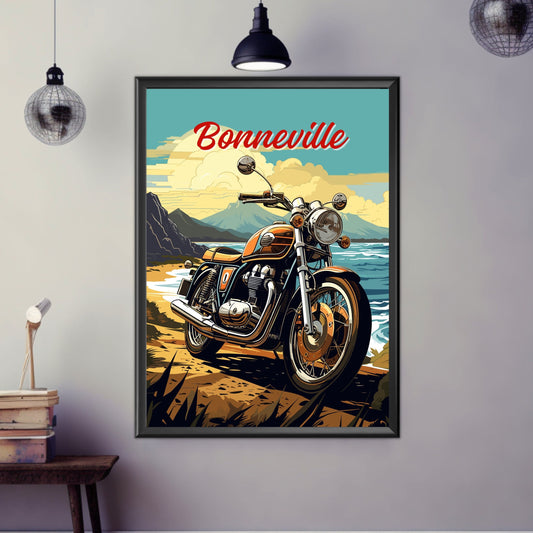 Triumph Bonneville Print, Triumph Bonneville Poster, Motorcycle Print, Motorbike Print, Bike Art, Bike Poster, Vintage Bike, Classic Bike