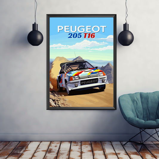Peugeot 205 T16 Print, Peugeot 205 T16 Poster, 1980s Car Print, Car Print, Car Poster, Car Art, Classic Car Print, Rally Car Print