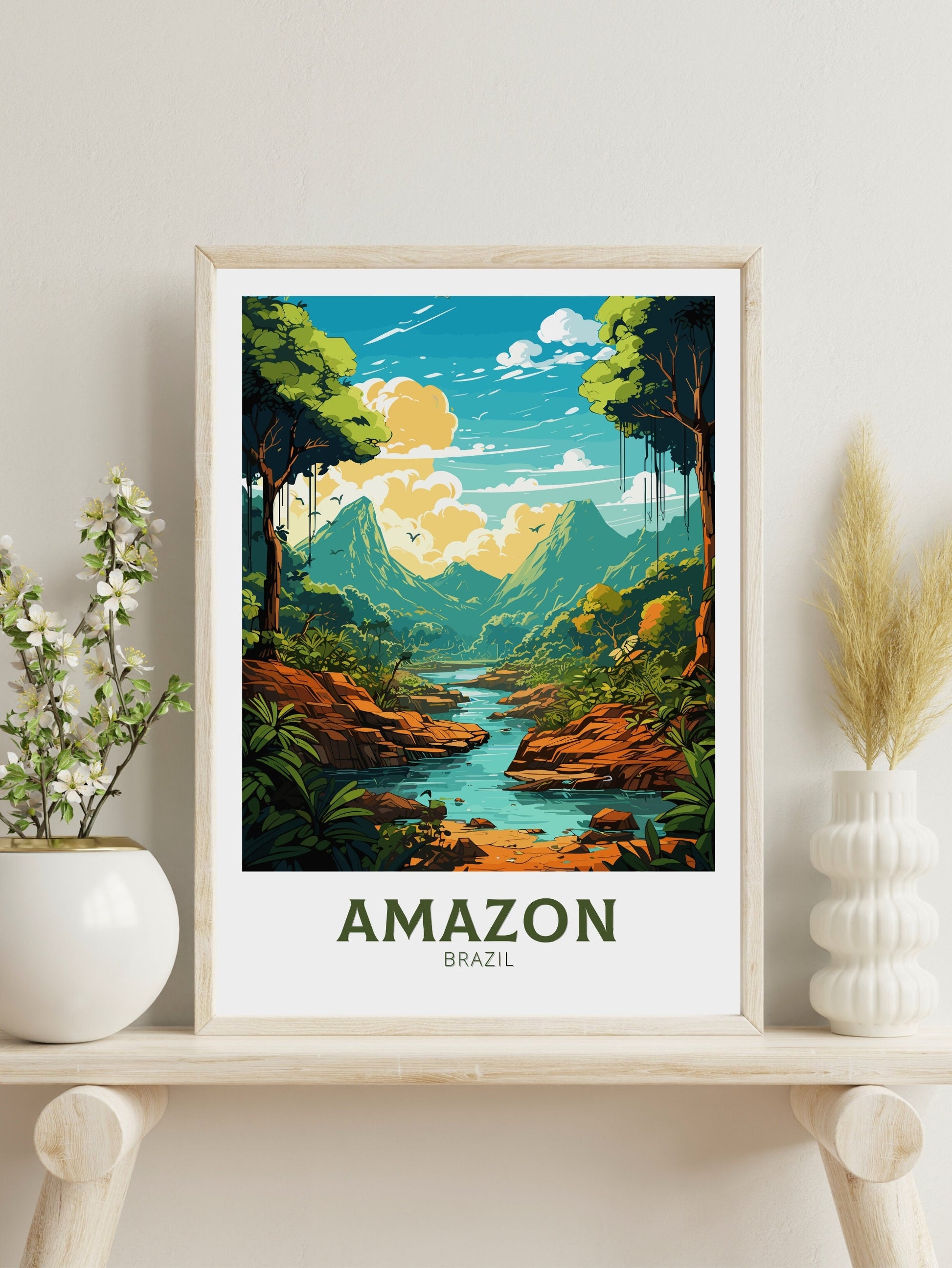 Amazon Forest Travel Print | Amazon Forest Poster | Brazil Wall Art | Amazon Forest Brazil travel Poster | Housewarming gift | ID 826