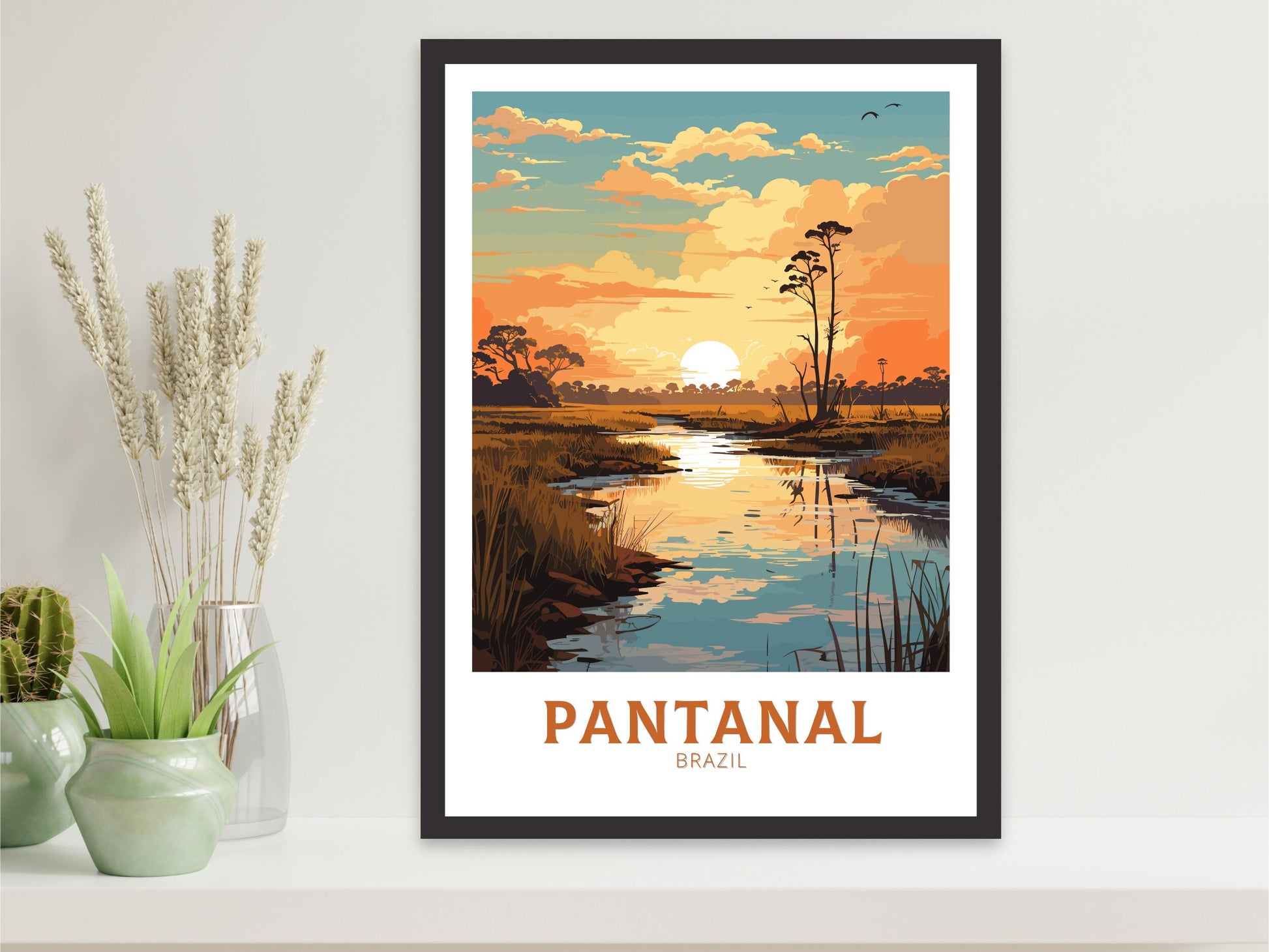 Pantanal Travel Print | Pantanal Postre | Brazil Wall Art | Pantanal Brazil travel Print | Housewarming gift Pantanal Brazil Print |ID 828