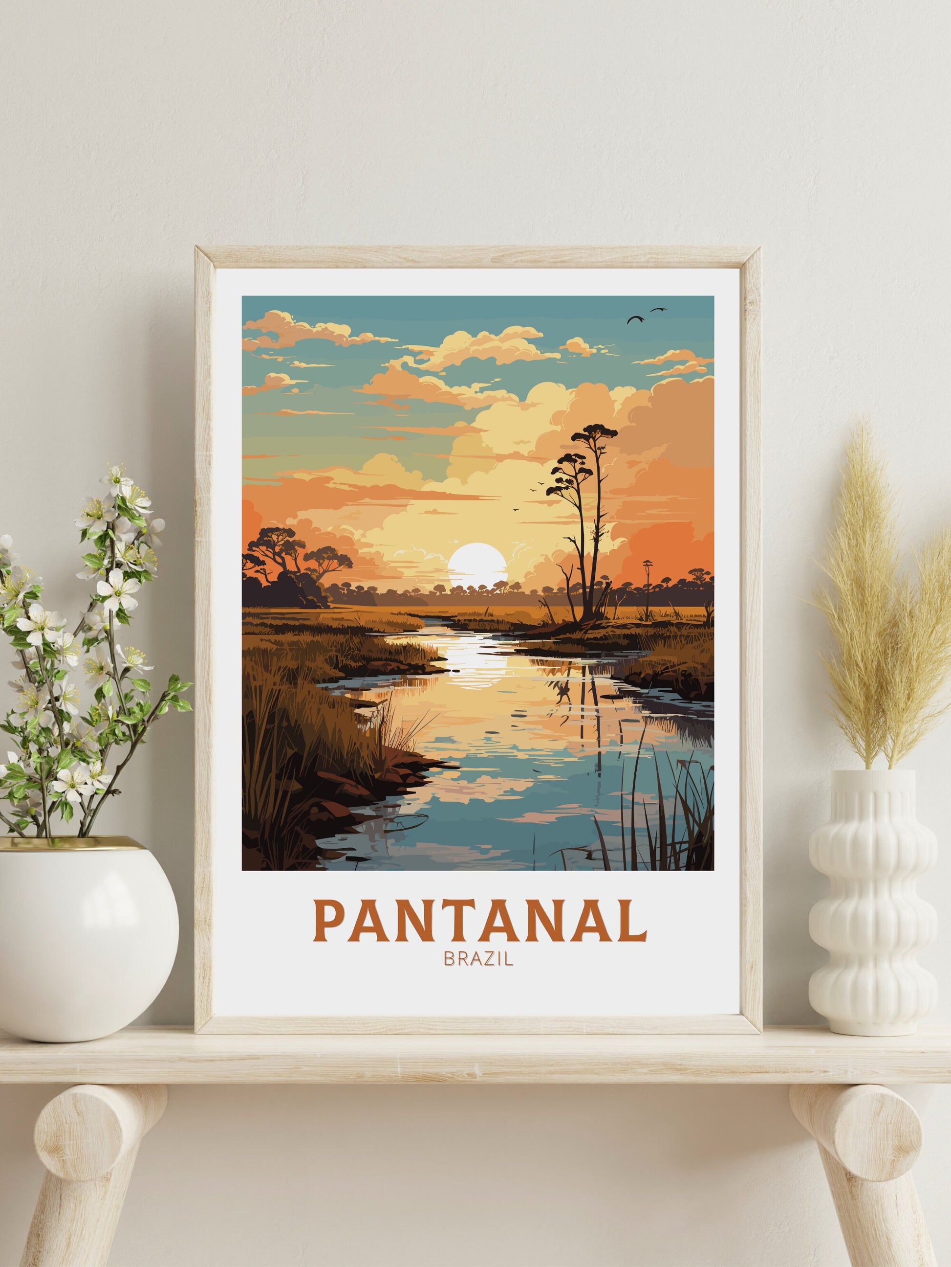 Pantanal Travel Print | Pantanal Postre | Brazil Wall Art | Pantanal Brazil travel Print | Housewarming gift Pantanal Brazil Print |ID 828