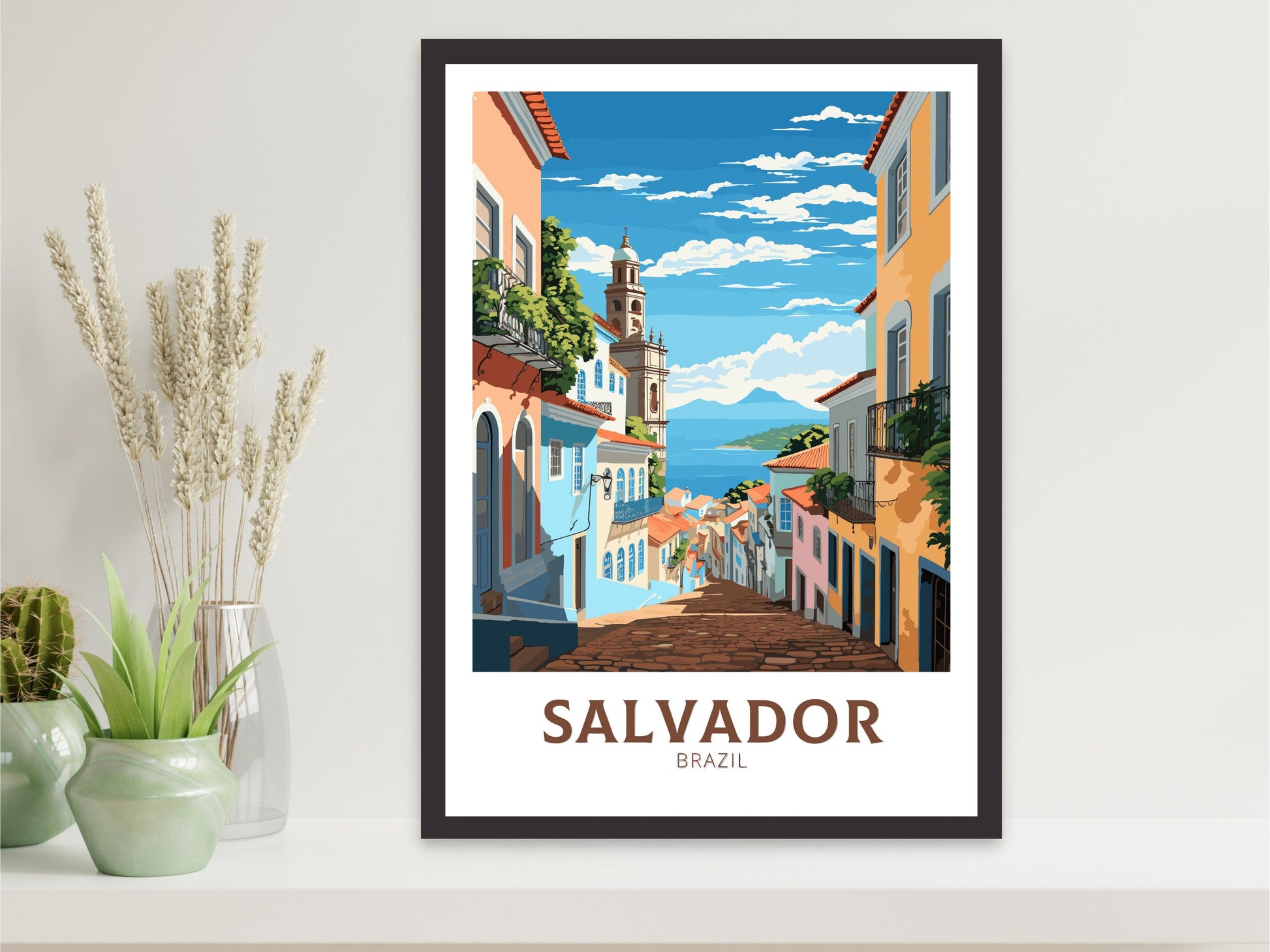 Salvador Travel Print | Salvador Poster | Brazil Wall Art | Salvador Brazil travel Poster | Housewarming gift | Salvador Wall Art | ID 831