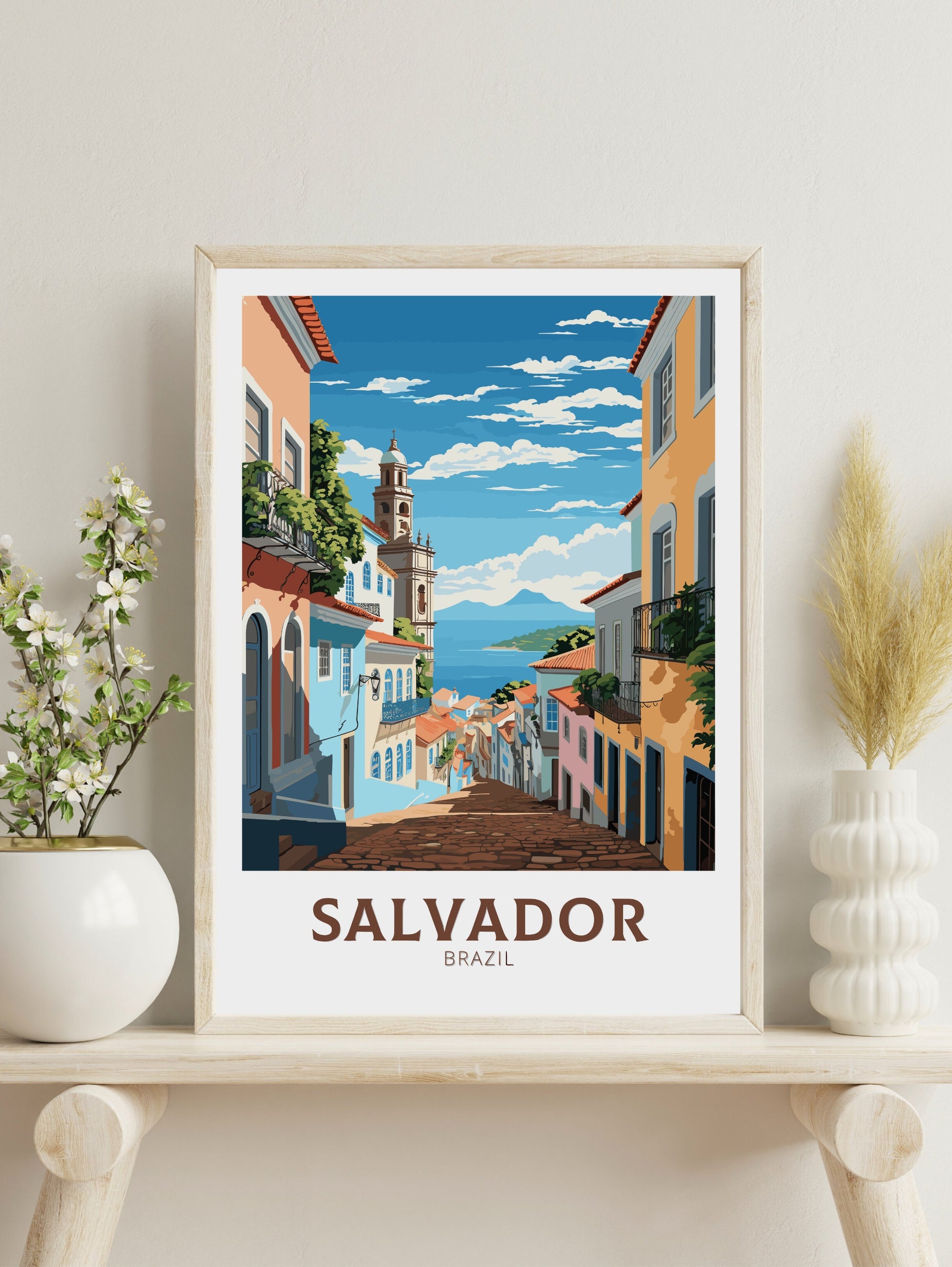 Salvador Travel Print | Salvador Poster | Brazil Wall Art | Salvador Brazil travel Poster | Housewarming gift | Salvador Wall Art | ID 831