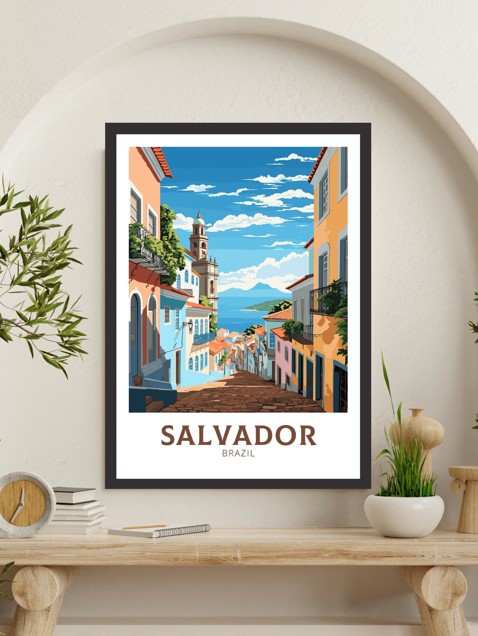 Salvador Travel Print | Salvador Poster | Brazil Wall Art | Salvador Brazil travel Poster | Housewarming gift | Salvador Wall Art | ID 831