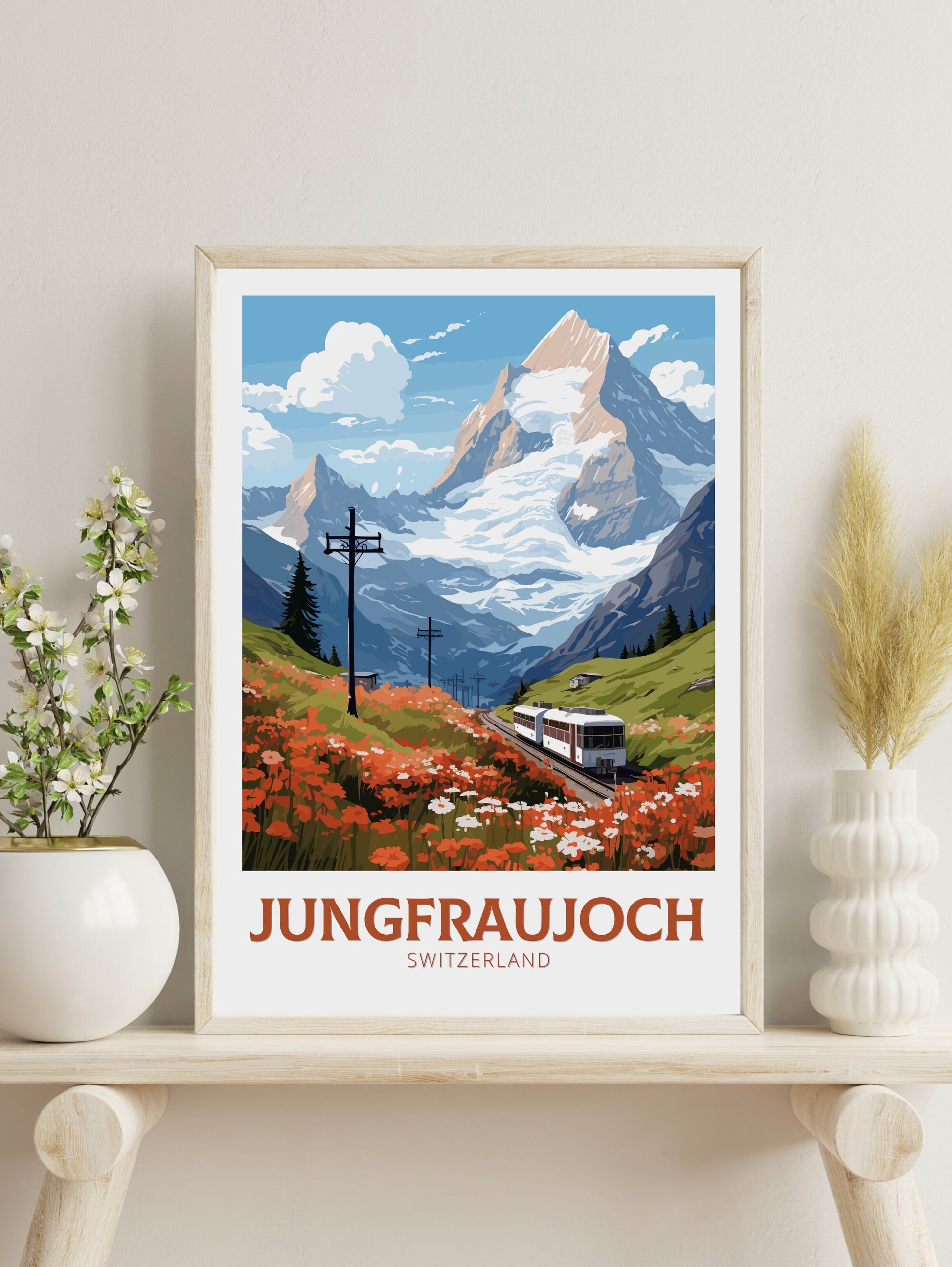 Jungfraujoc Poster | Jungfraujoc Print | Jungfraujoc Illustration | Jungfraujoc Wall Art | Switzerland Print | Jungfraujoc Artwork | ID 834