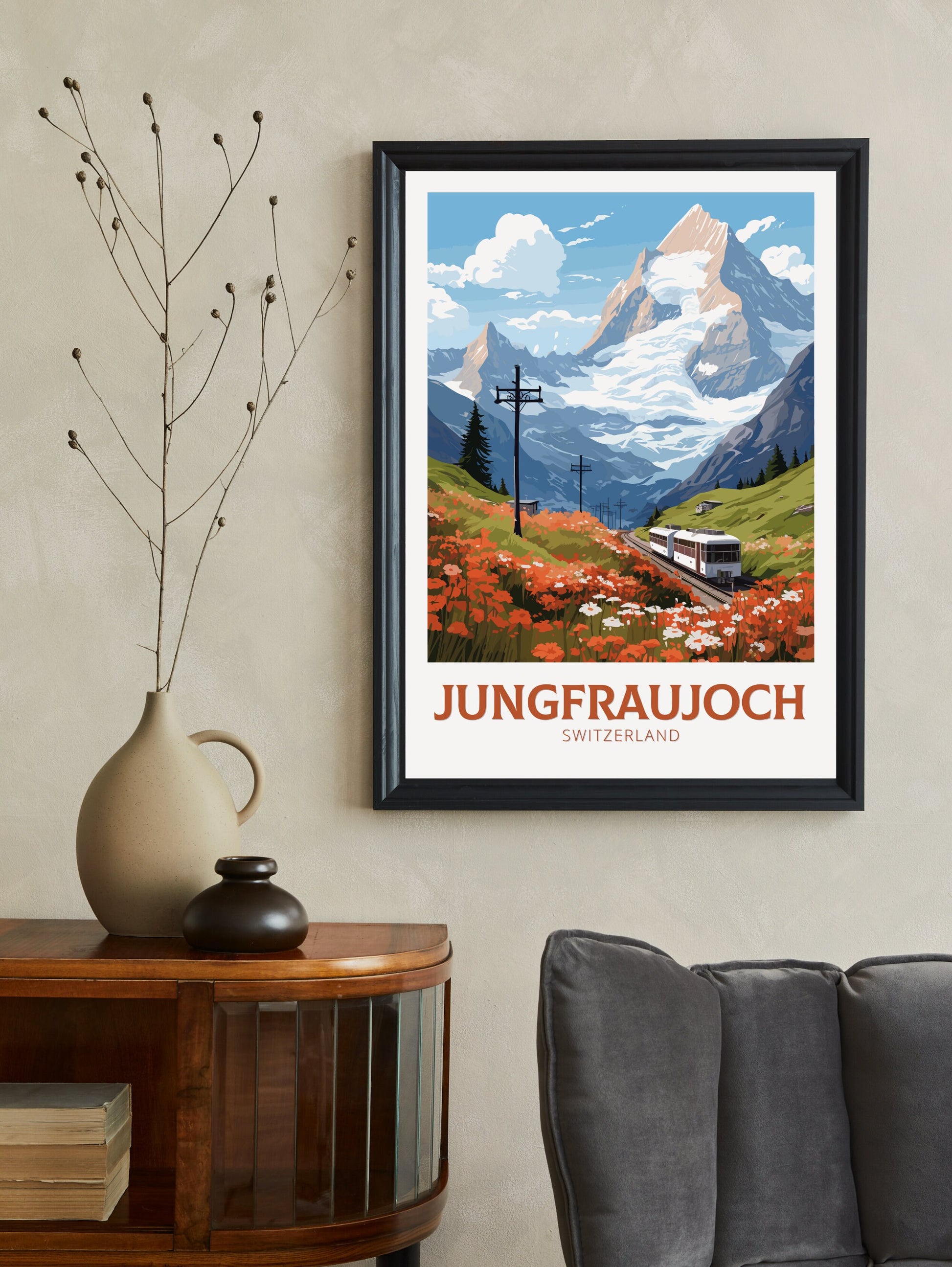 Jungfraujoc Poster | Jungfraujoc Print | Jungfraujoc Illustration | Jungfraujoc Wall Art | Switzerland Print | Jungfraujoc Artwork | ID 834