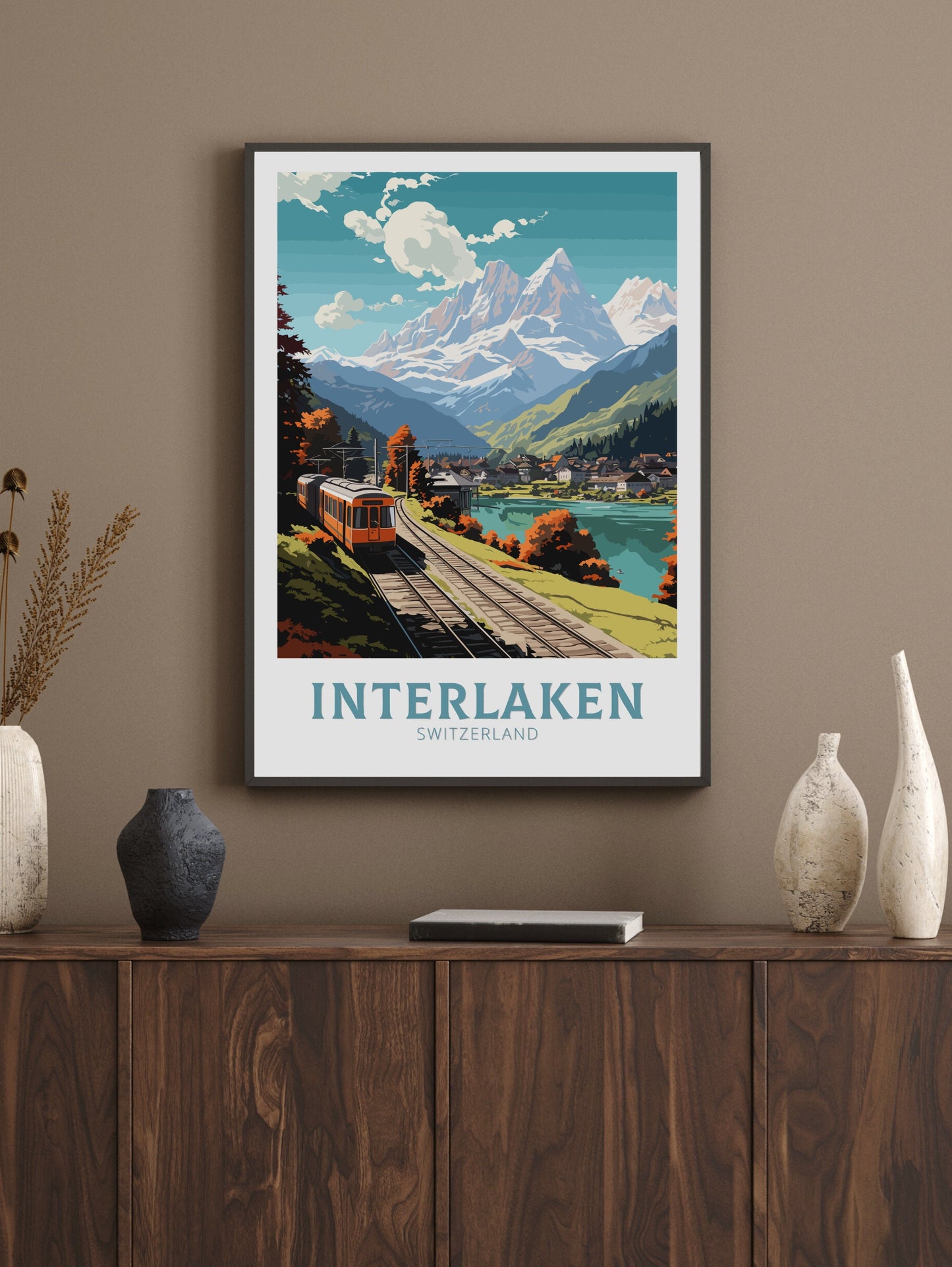 Interlaken Travel Print | Interlaken Poster | Interlaken Illustration | Interlaken Wall Art | Switzerland Poster | Interlaken Art | ID 674