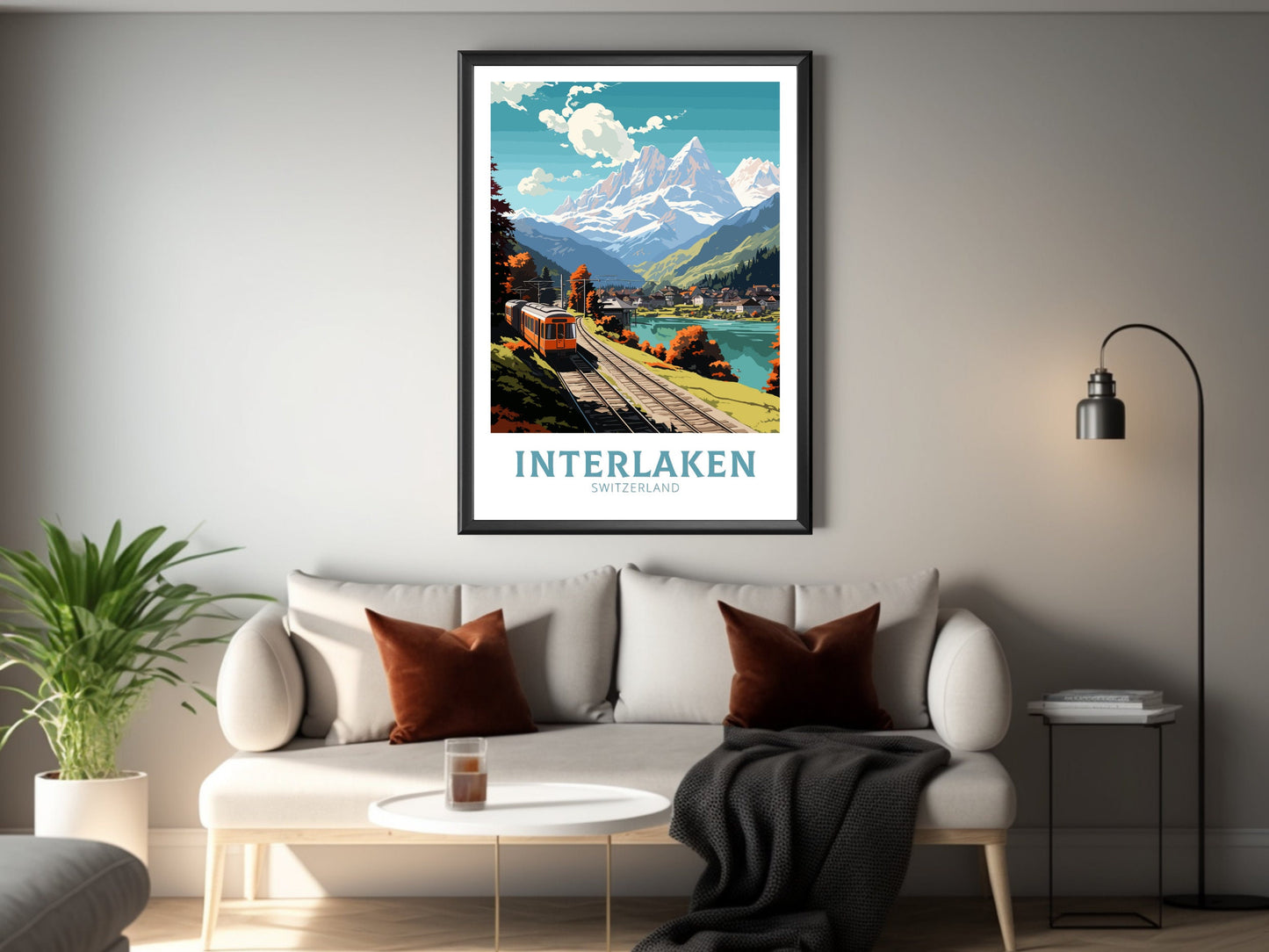 Interlaken Travel Print | Interlaken Poster | Interlaken Illustration | Interlaken Wall Art | Switzerland Poster | Interlaken Art | ID 674