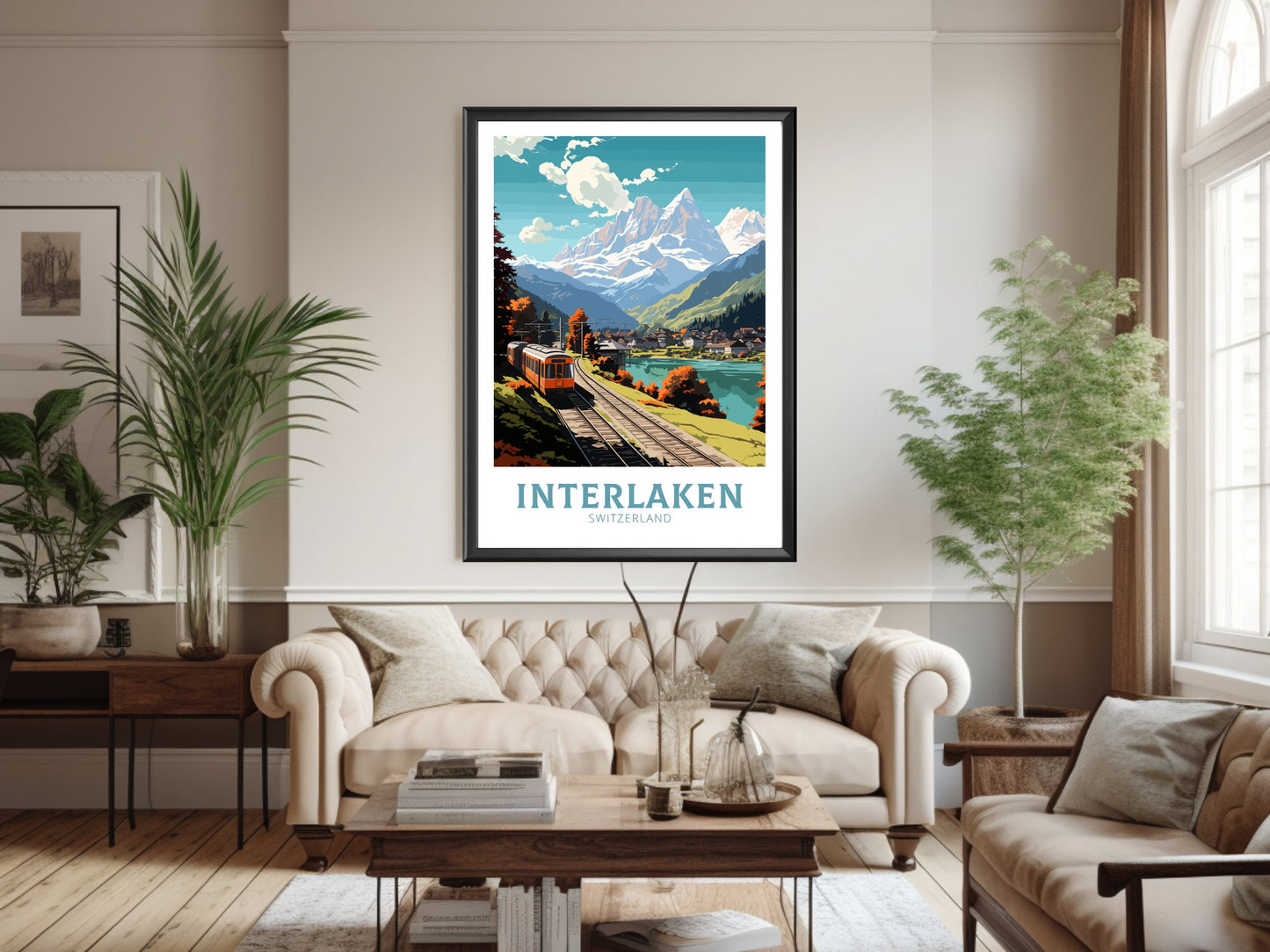 Interlaken Travel Print | Interlaken Poster | Interlaken Illustration | Interlaken Wall Art | Switzerland Poster | Interlaken Art | ID 674