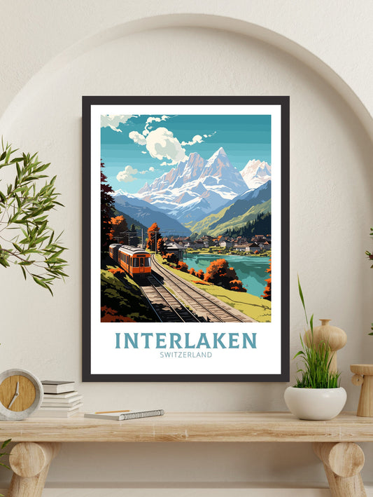 Interlaken Travel Print | Interlaken Poster | Interlaken Illustration | Interlaken Wall Art | Switzerland Poster | Interlaken Art | ID 674