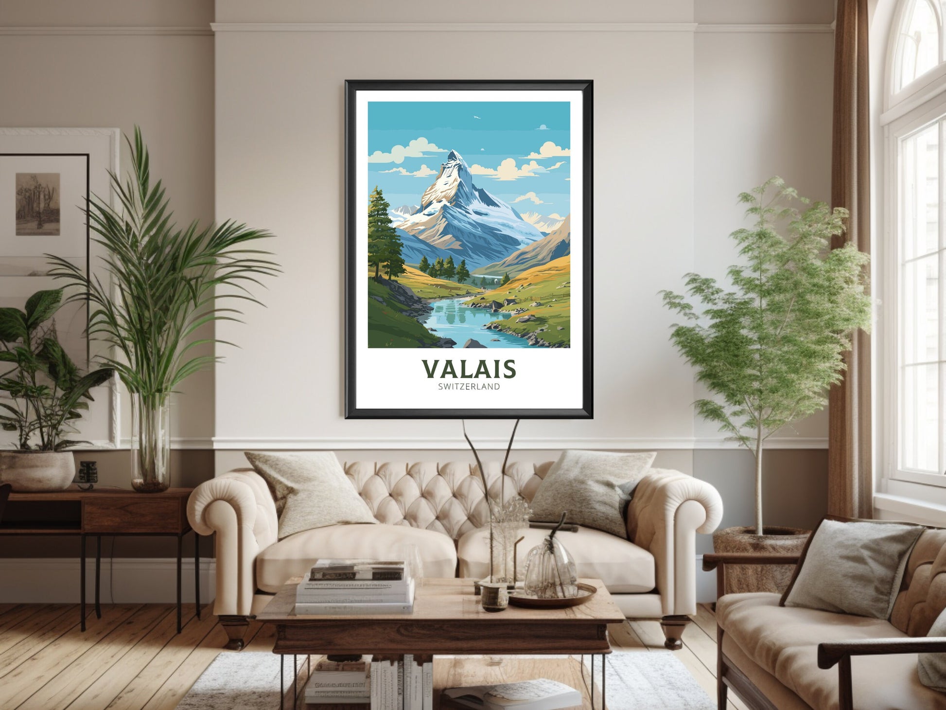 Valais Travel Print | Valais Travel Poster | Valais Illustration | Valais Wall Art | Switzerland Print | Valais Artwork | Valais Art ID 835