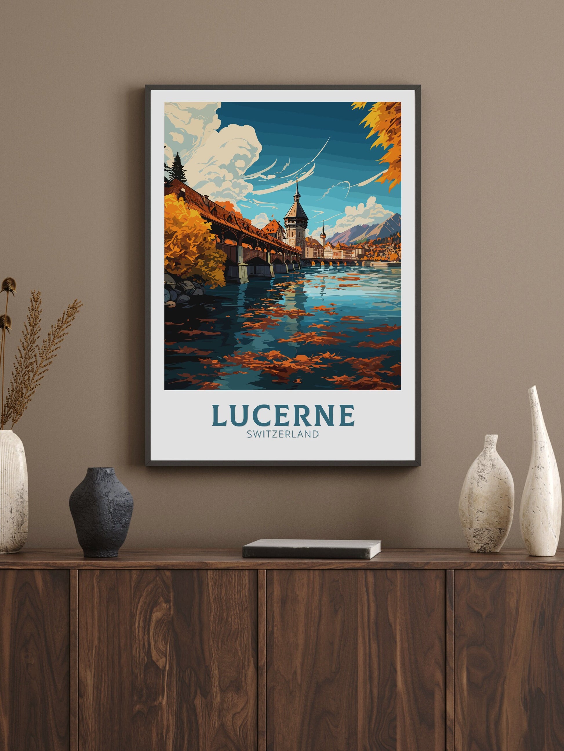 Lucerne Travel Prints | Lucerne Travel Poster | Lucerne Illustration | Lucerne Wall Art | Switzerland Poster | Lucerne Artwork | ID 836