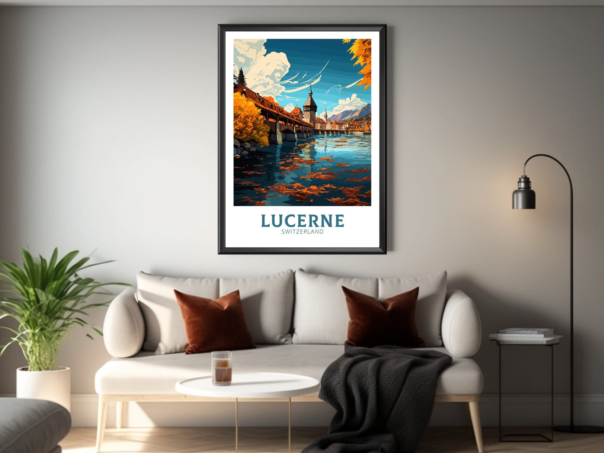 Lucerne Travel Prints | Lucerne Travel Poster | Lucerne Illustration | Lucerne Wall Art | Switzerland Poster | Lucerne Artwork | ID 836