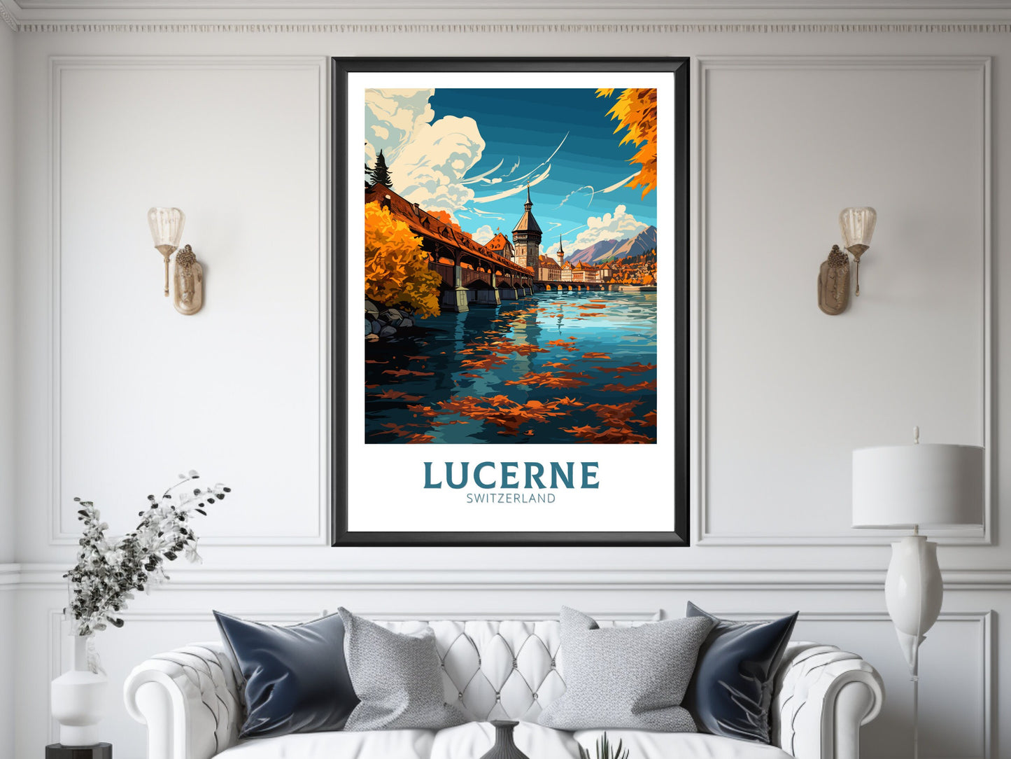 Lucerne Travel Prints | Lucerne Travel Poster | Lucerne Illustration | Lucerne Wall Art | Switzerland Poster | Lucerne Artwork | ID 836