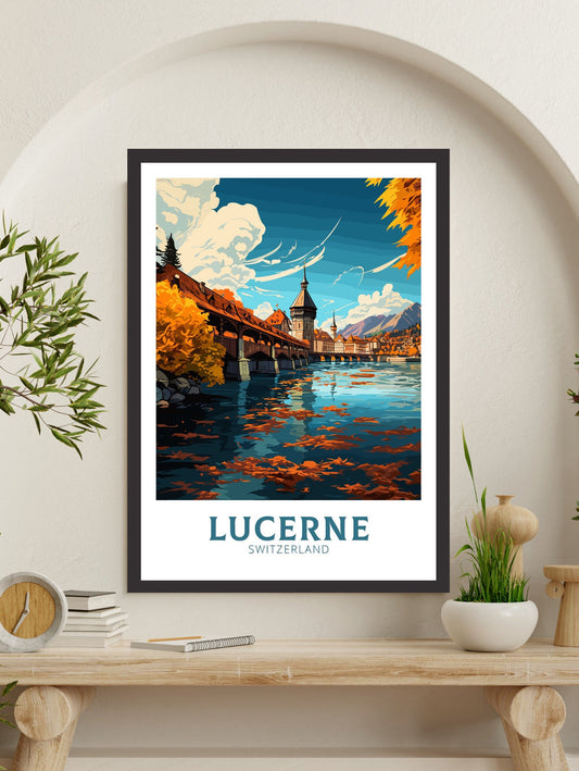 Lucerne Travel Prints | Lucerne Travel Poster | Lucerne Illustration | Lucerne Wall Art | Switzerland Poster | Lucerne Artwork | ID 836