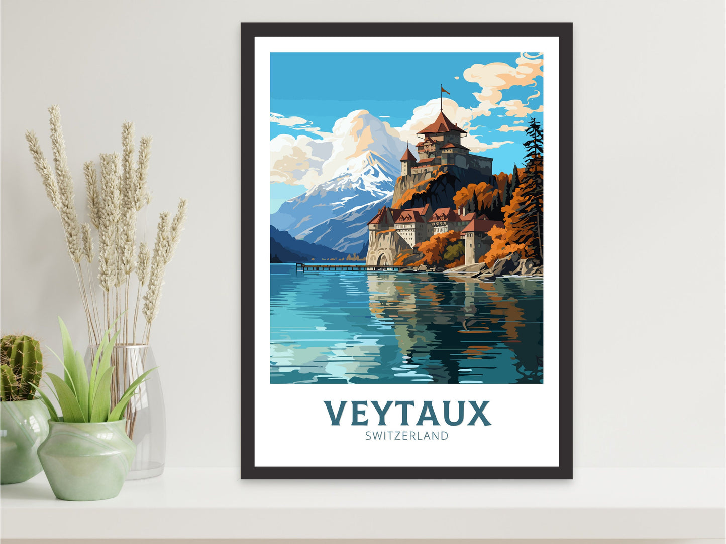 Veytaux Travel Print | Veytaux Travel Poster | Veytaux Illustration | Veytaux Wall Art | Switzerland Poster | Veytaux Artwork | ID 839