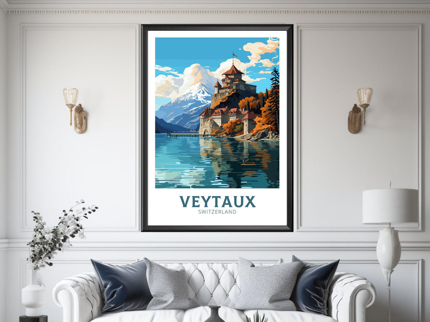 Veytaux Travel Print | Veytaux Travel Poster | Veytaux Illustration | Veytaux Wall Art | Switzerland Poster | Veytaux Artwork | ID 839