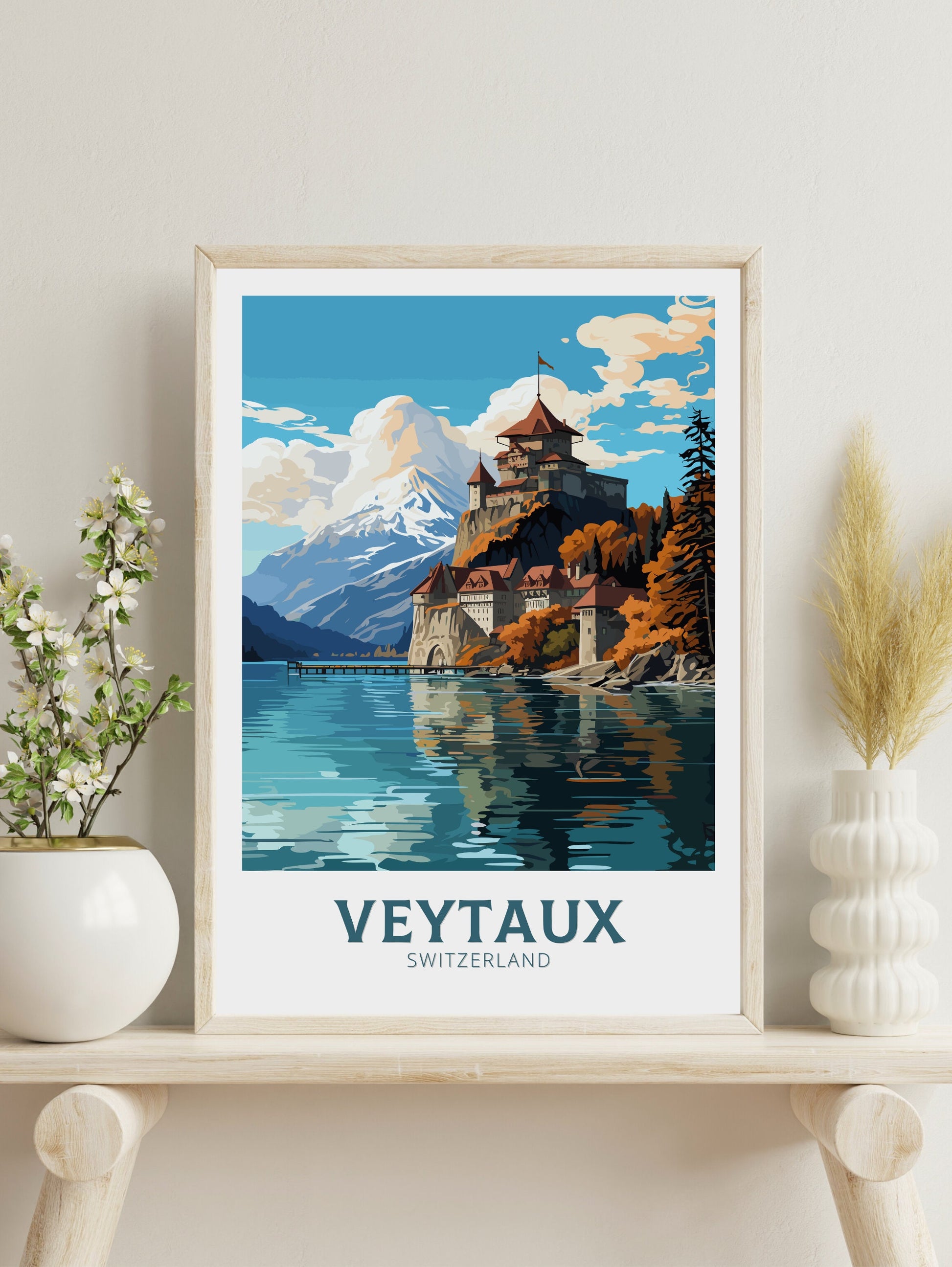 Veytaux Travel Print | Veytaux Travel Poster | Veytaux Illustration | Veytaux Wall Art | Switzerland Poster | Veytaux Artwork | ID 839