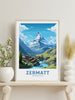 Zermatt Travel Print | Zermatt Travel Poster | Zermatt Illustration | Zermatt Wall Art | Switzerland Poster | Zermatt Artwork | ID 838
