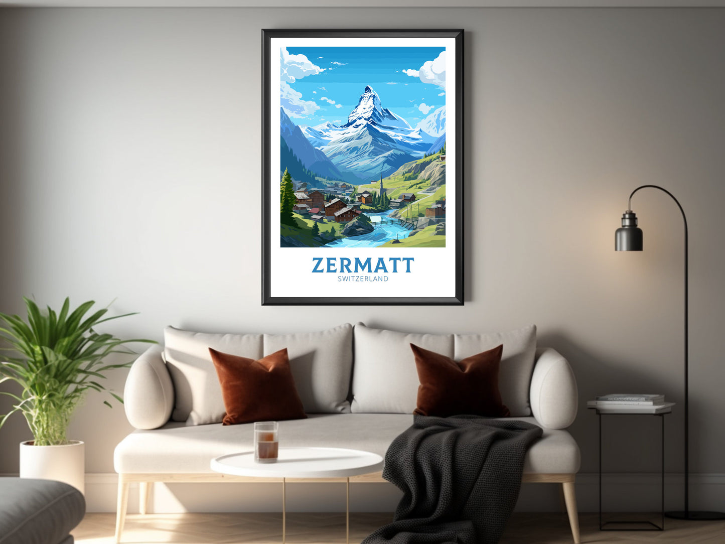 Zermatt Travel Print | Zermatt Travel Poster | Zermatt Illustration | Zermatt Wall Art | Switzerland Poster | Zermatt Artwork | ID 838