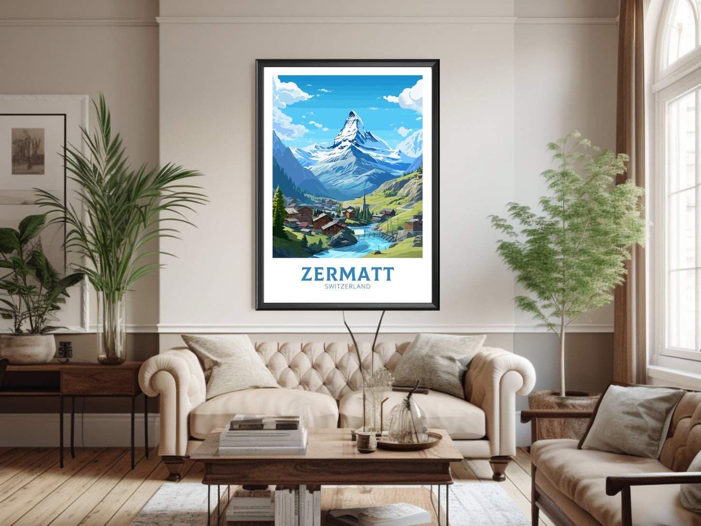 Zermatt Travel Print | Zermatt Travel Poster | Zermatt Illustration | Zermatt Wall Art | Switzerland Poster | Zermatt Artwork | ID 838