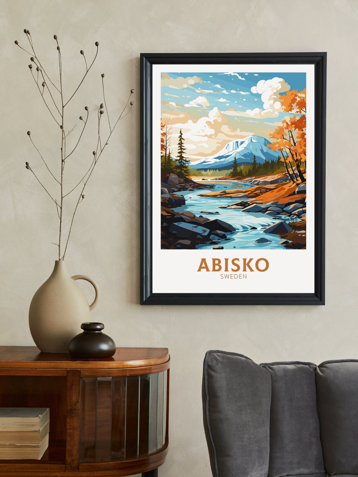 Abisko Poster | Abisko Travel Print | Abisko Illustration | Sweeden Poster | Sweeden Home Décor | Abisko Art | Sweeden Print | ID 840