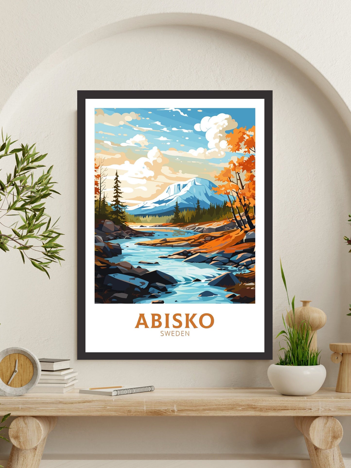 Abisko Poster | Abisko Travel Print | Abisko Illustration | Sweeden Poster | Sweeden Home Décor | Abisko Art | Sweeden Print | ID 840