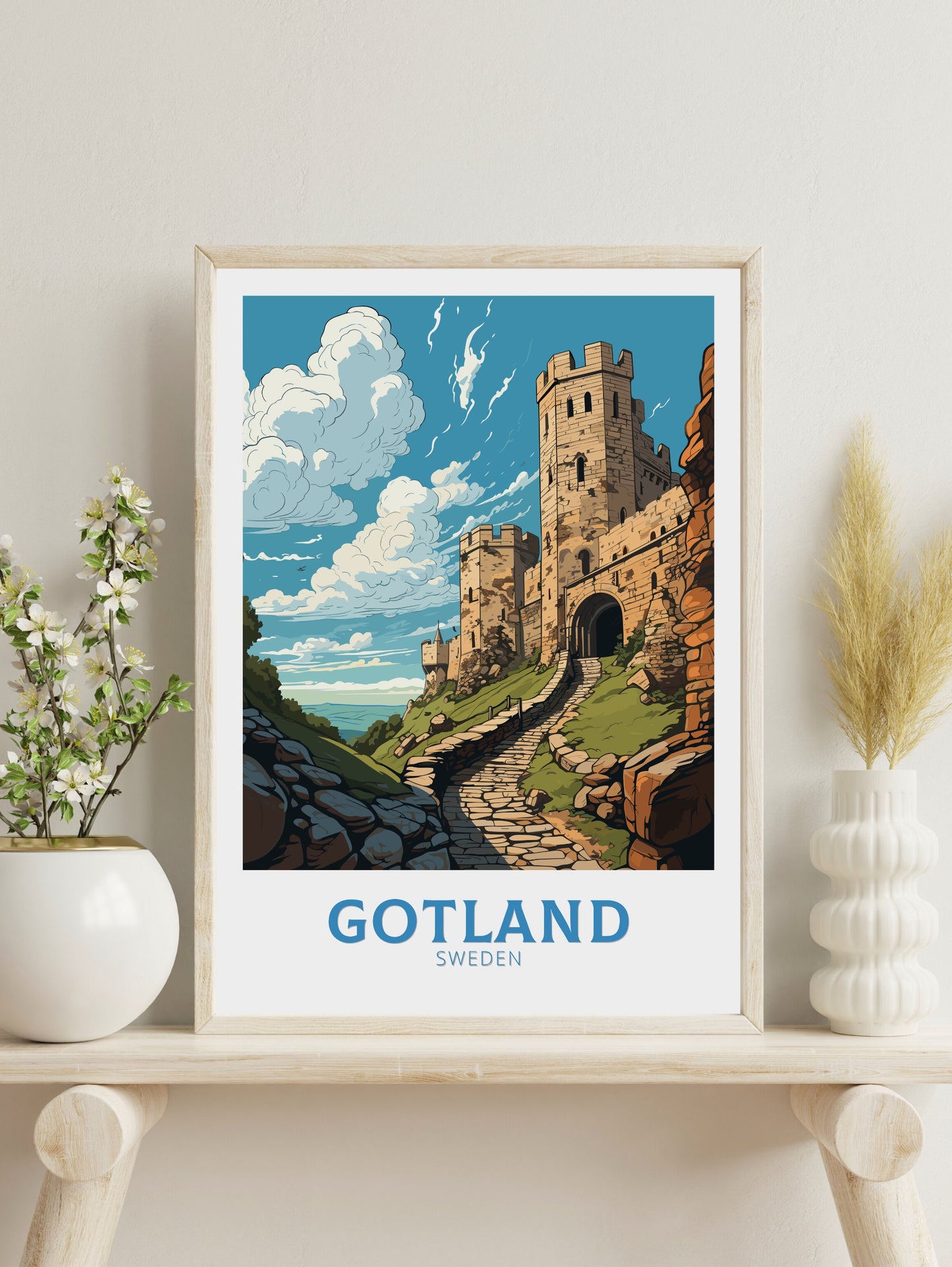 Gotland Poster | Gotland Travel Print | Gotland Illustration | Sweeden Poster | Sweeden Home Décor | Gotland Art | Sweeden Print | ID 842