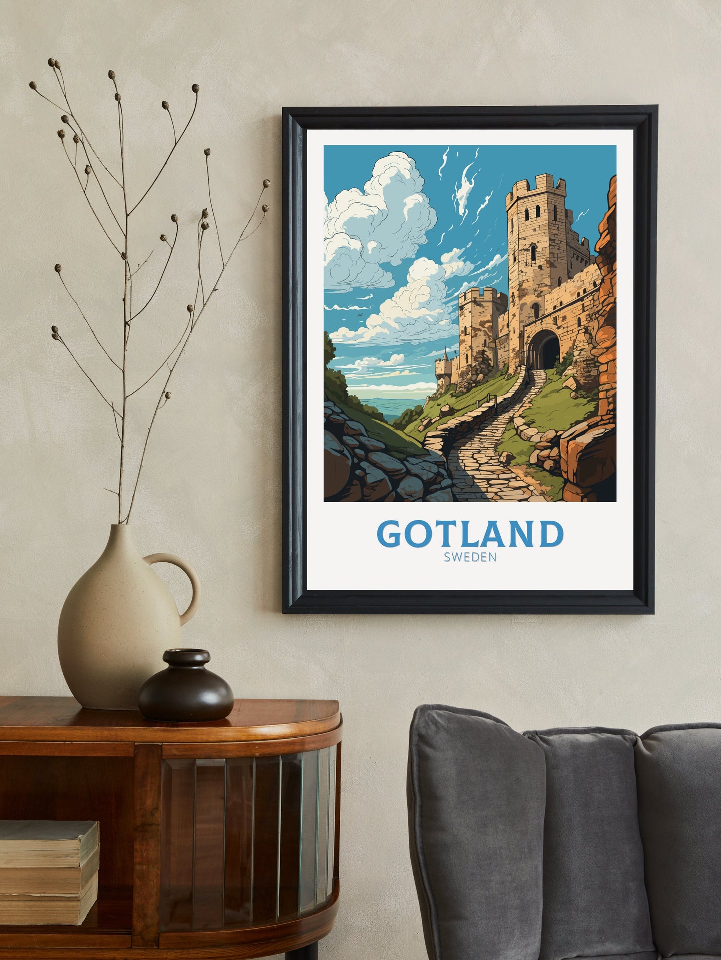 Gotland Poster | Gotland Travel Print | Gotland Illustration | Sweeden Poster | Sweeden Home Décor | Gotland Art | Sweeden Print | ID 842