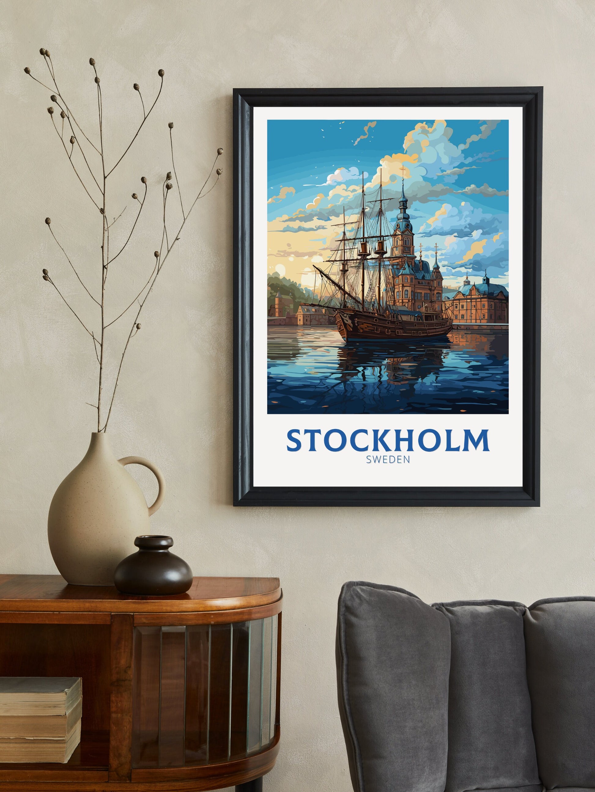 Stockholm Poster | Stockholm Travel Print | Stockholm Illustration | Sweeden Poster | Sweeden Home Décor | Sweeden Print | ID 845