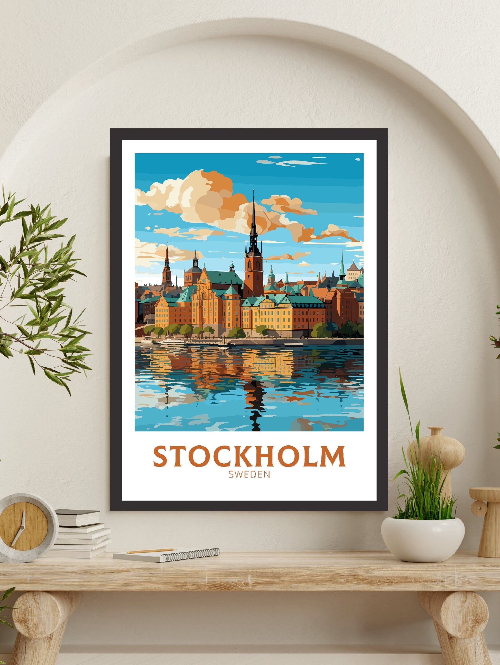 Stockholm Old Town Poster | Stockholm Travel Print | Stockholm Illustration | Sweeden poster | Sweeden Home Décor | Sweeden Print | ID 844