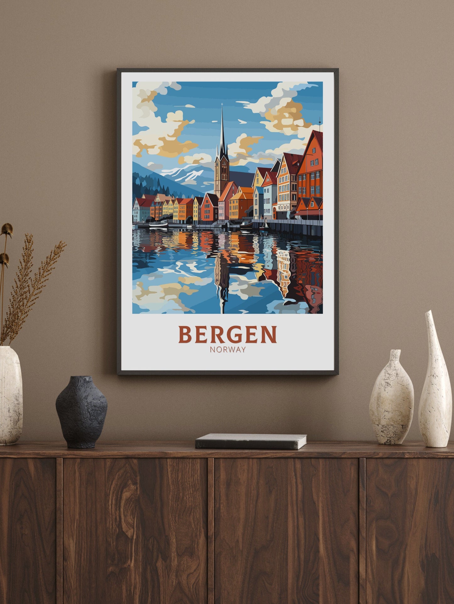 Bergen Print | Bergen Poster | Bergen Norway | Bergen Wall Art | Travel Gift | Norway Poster | Norway Art | Bergen Art Print | ID 851