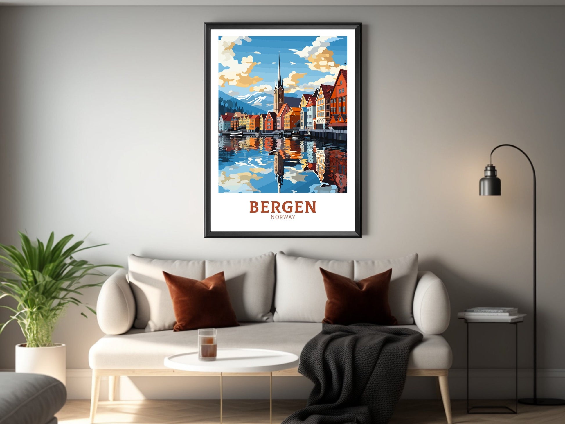 Bergen Print | Bergen Poster | Bergen Norway | Bergen Wall Art | Travel Gift | Norway Poster | Norway Art | Bergen Art Print | ID 851