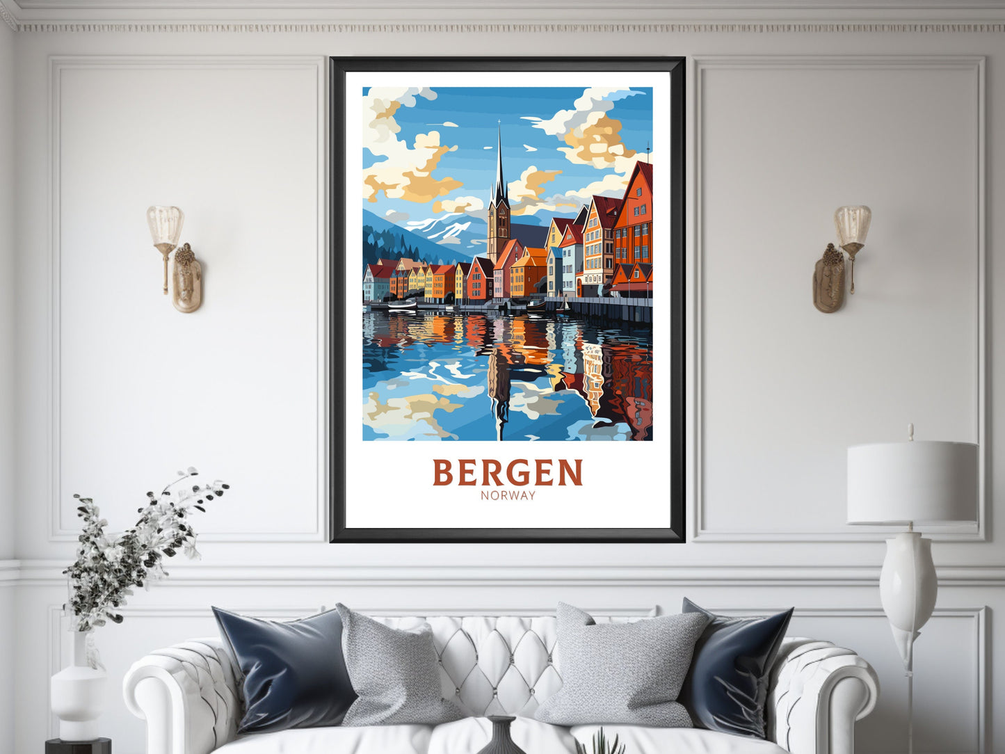 Bergen Print | Bergen Poster | Bergen Norway | Bergen Wall Art | Travel Gift | Norway Poster | Norway Art | Bergen Art Print | ID 851