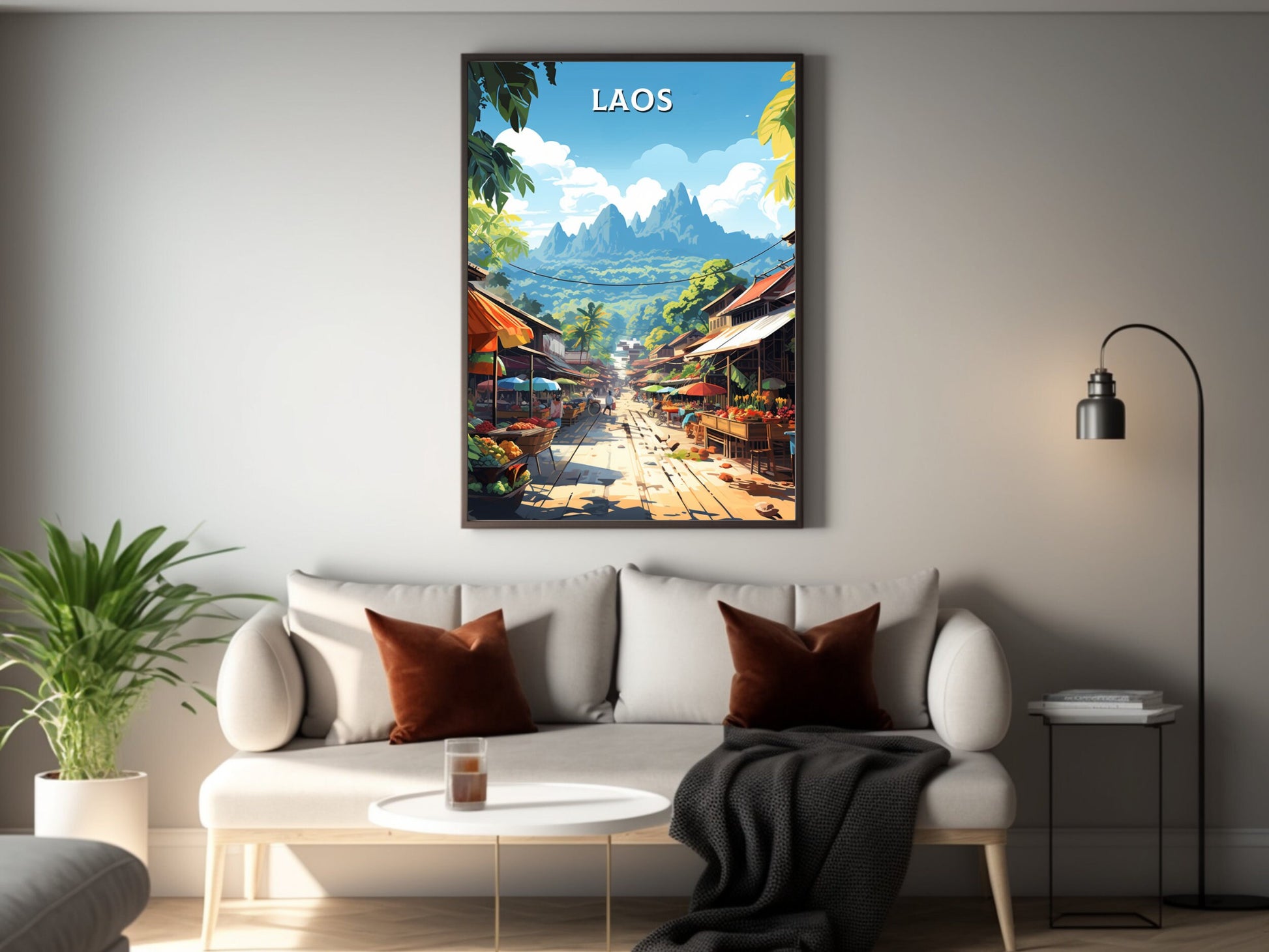 Laos Poster | Laos Print | Luang Prabang Poster | Luang Prabang Market | Night Market Poster | Laos Travel Print | Laos Wall Art | ID 852