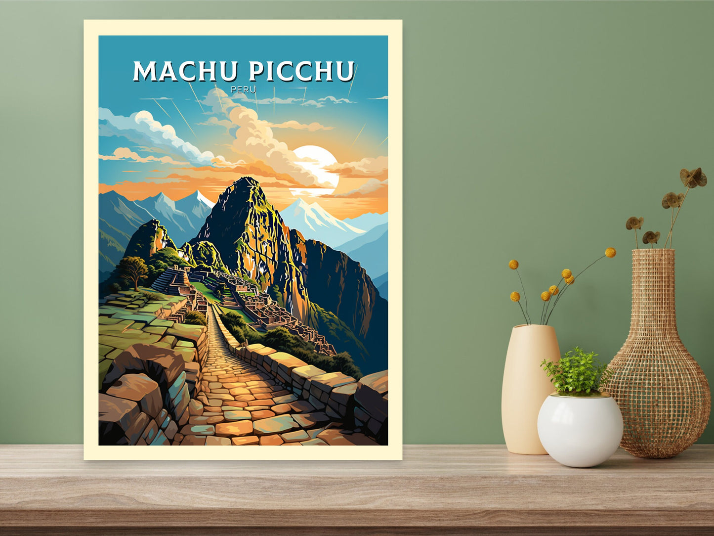 Machu Picchu Travel Poster | Wall Art | Travel Print | Housewarming Gift | Peru Travel Poster | ID 853