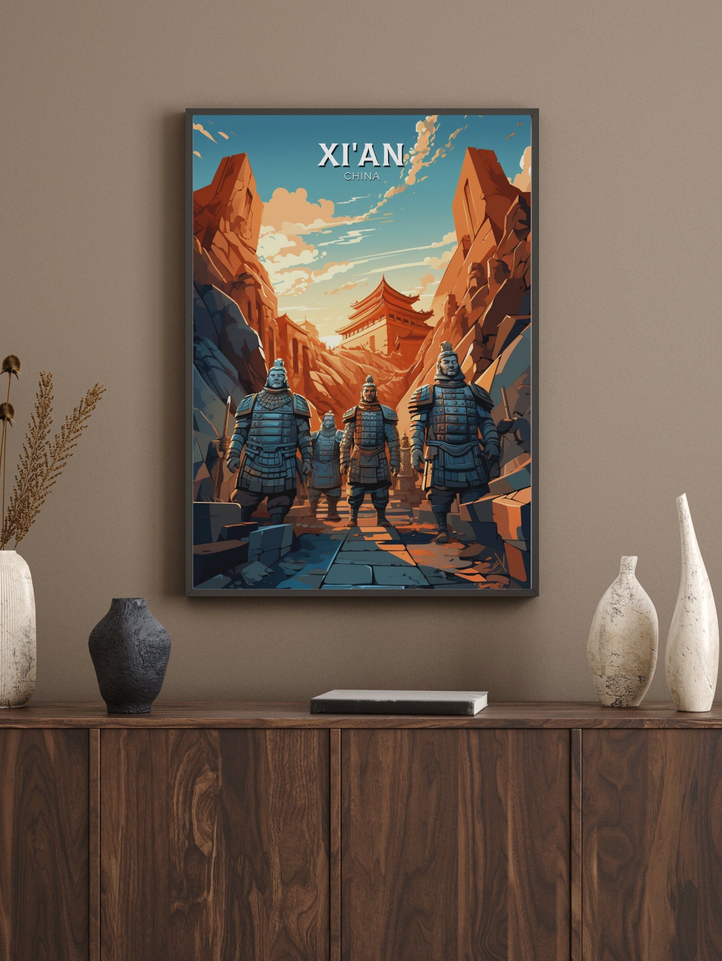 Xi'an Print | Xi'an Poster | Xi'an Illustration | Xi'an Travel Print | China Travel Poster | Xi'an Terracotta Army Print | China Army ID 854