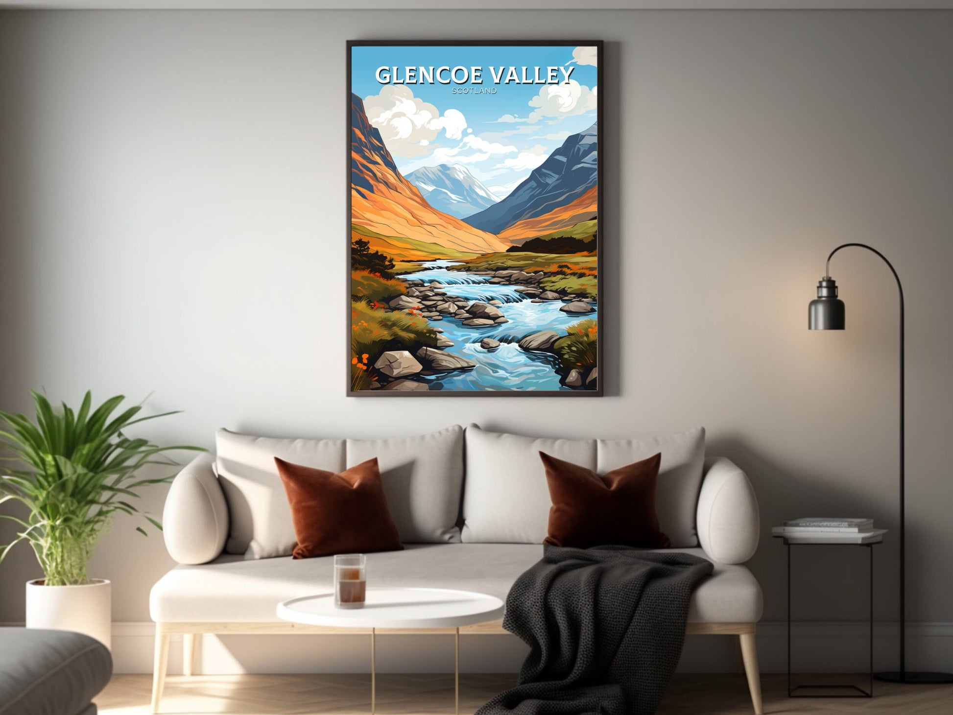 Glencoe Valley Travel Print | Glencoe Valley Travel Poster | Glencoe Valley Art | Scotland Art | Scotland Poster | Scotland Print | ID 867