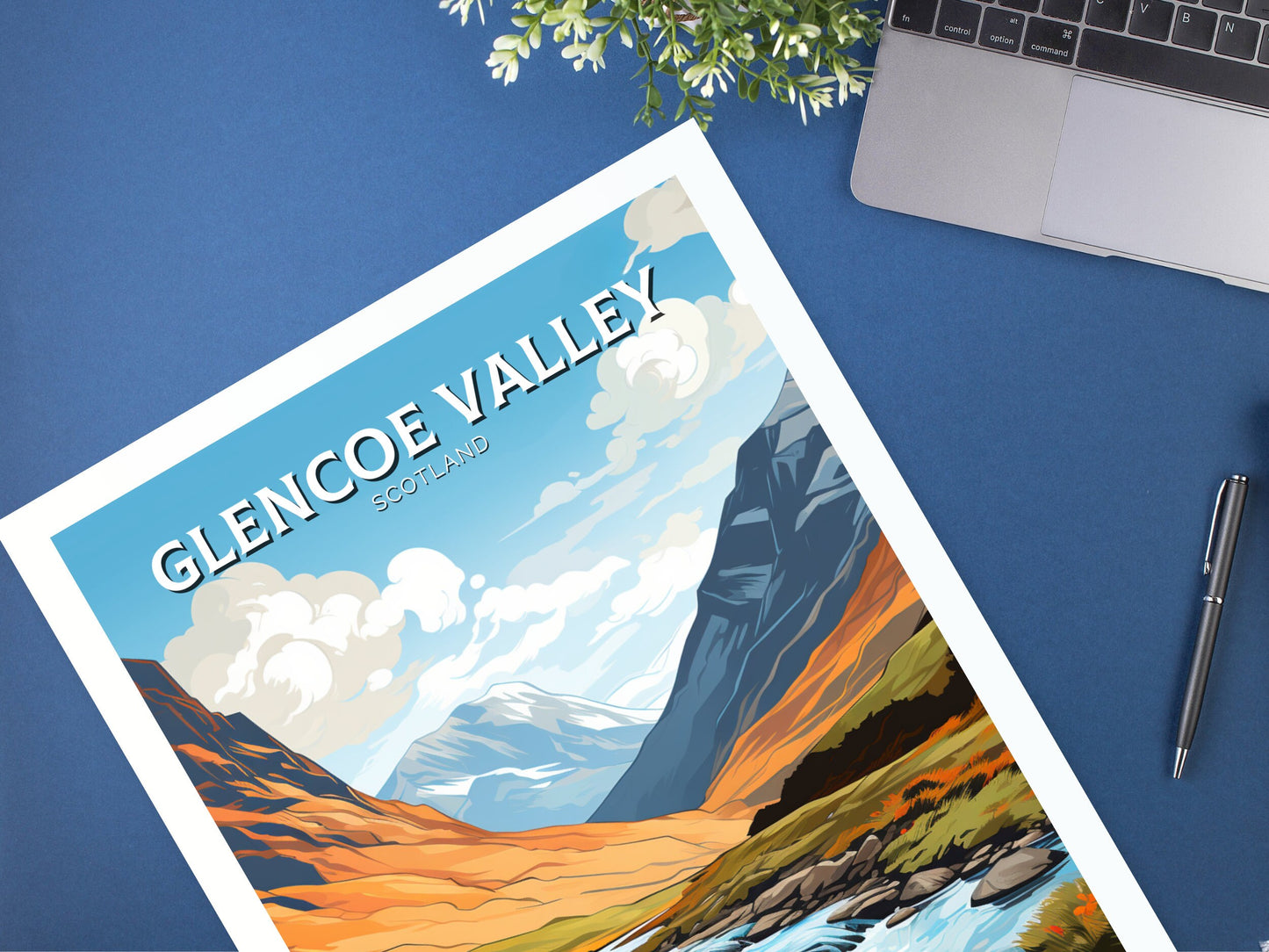 Glencoe Valley Travel Print | Glencoe Valley Travel Poster | Glencoe Valley Art | Scotland Art | Scotland Poster | Scotland Print | ID 867