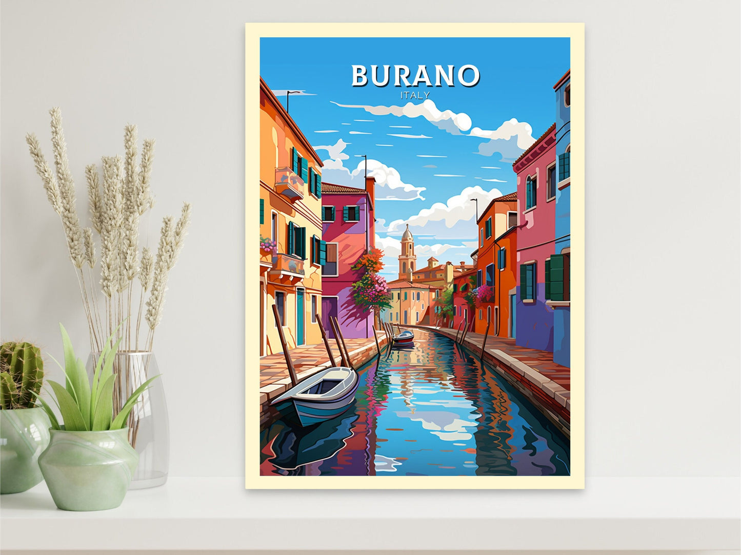 Burano Italy Print | Italy Illustration | Travel Gifts | Burano Coast Print | Italy Poster | Housewarming Gift | Burano City Poster | ID 866