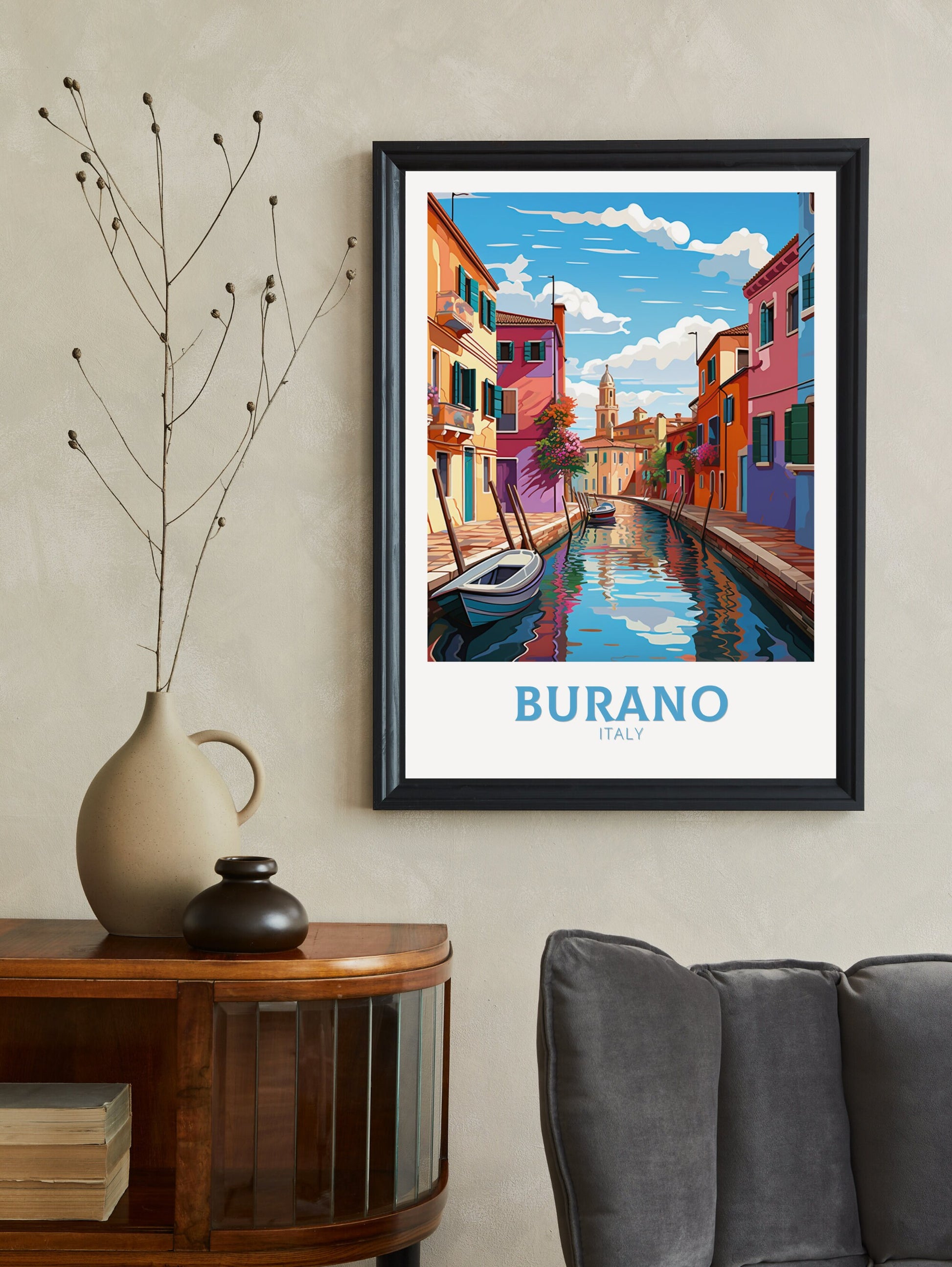 Burano Italy Poster | Italy Illustration | Travel Gifts | Burano Coast Poster | Italy Print | Housewarming Gift | Burano City Print | ID 876