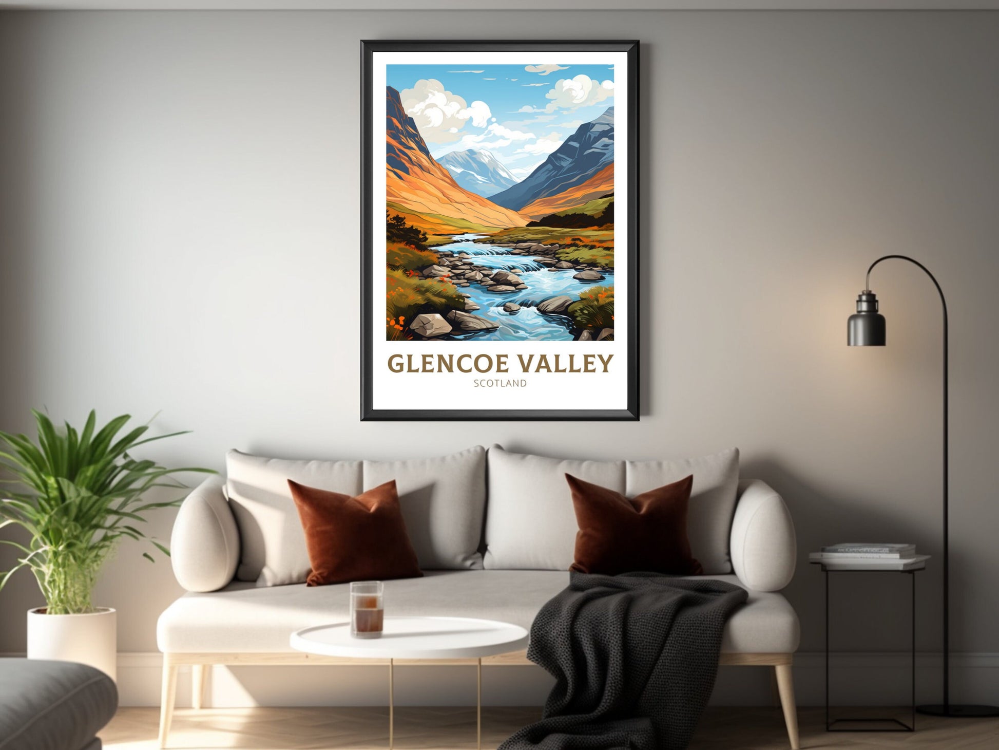 Glencoe Valley Travel Poster | Glencoe Valley Travel Print | Glencoe Valley Art | Scotland Art | Scotland Print | Scotland Poster | ID 873