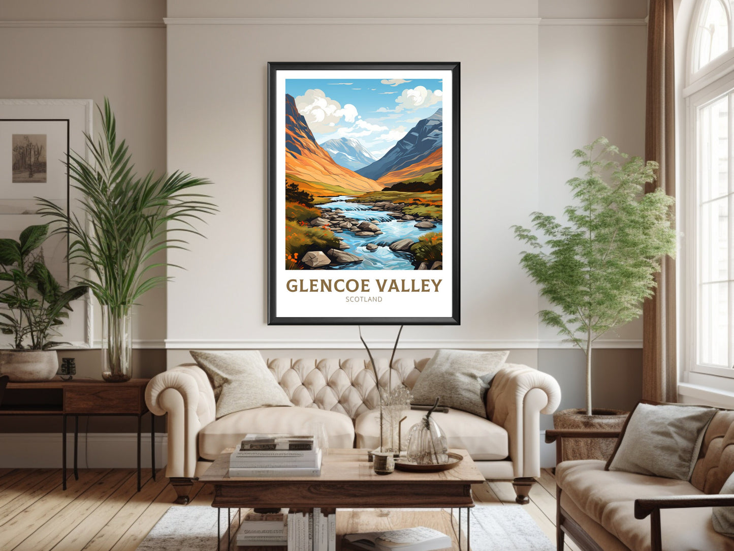 Glencoe Valley Travel Poster | Glencoe Valley Travel Print | Glencoe Valley Art | Scotland Art | Scotland Print | Scotland Poster | ID 873