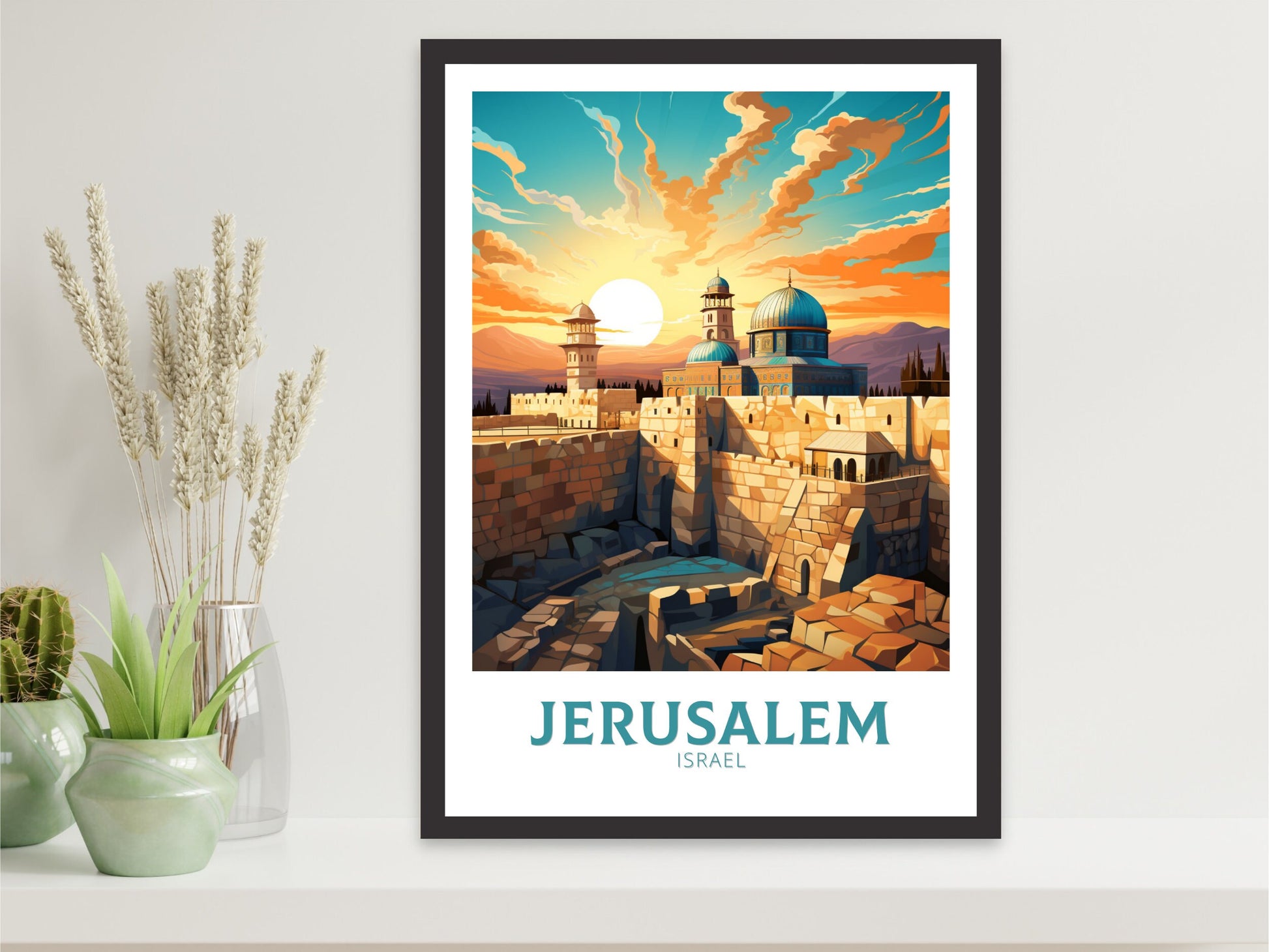 Jerusalem Travel Print | Jerusalem Illustration | Jerusalem Wall Art | Jerusalem Print | Jerusalem Poster | Wailing Wall Poster | ID 870