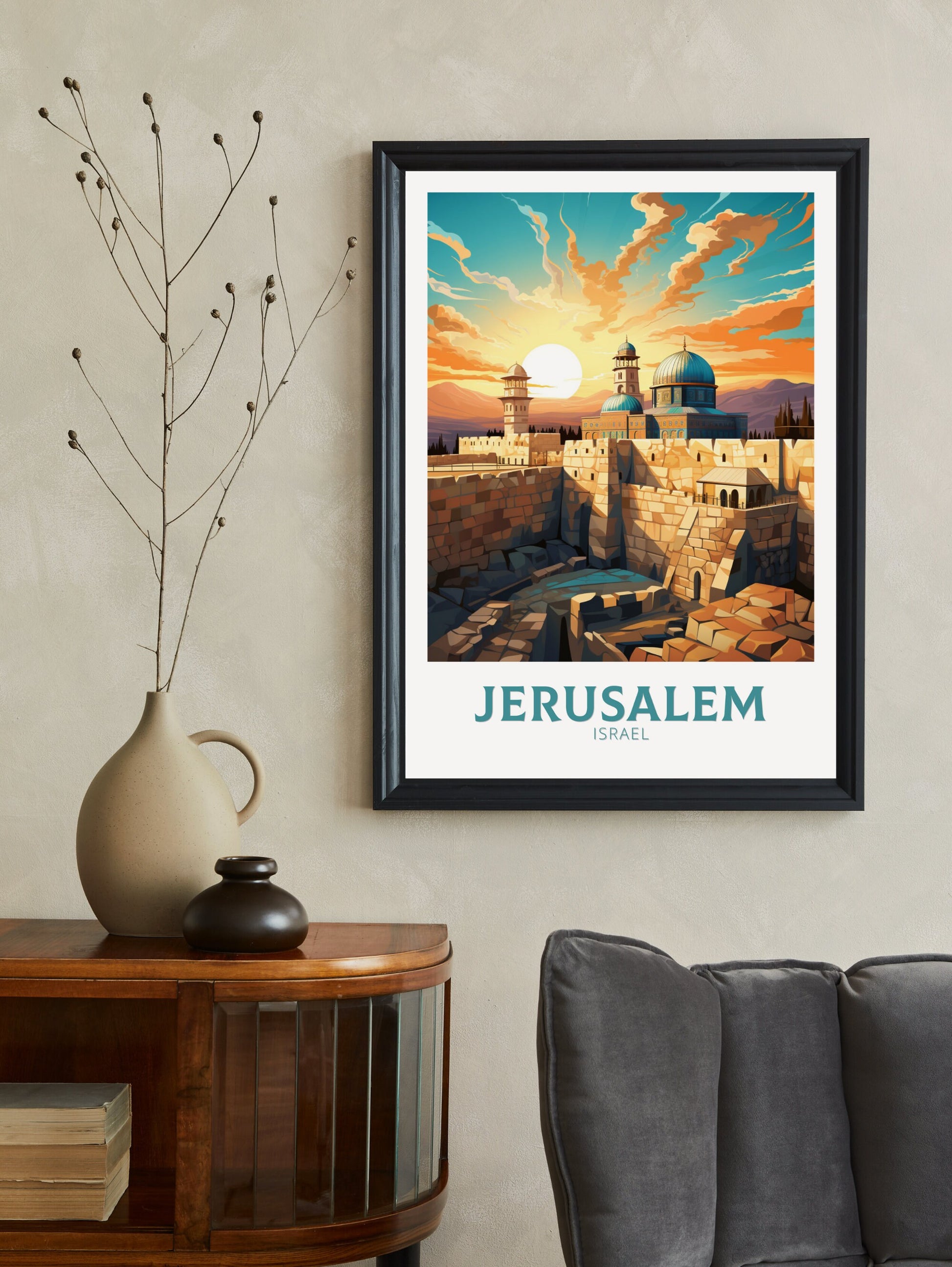 Jerusalem Travel Print | Jerusalem Illustration | Jerusalem Wall Art | Jerusalem Print | Jerusalem Poster | Wailing Wall Poster | ID 870