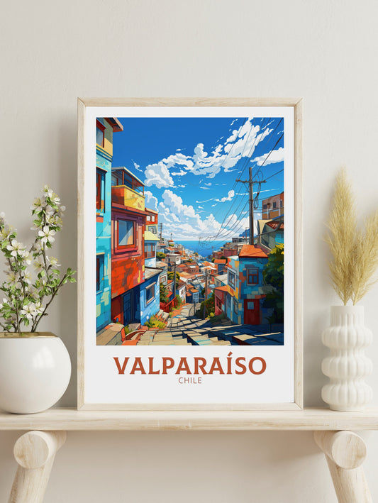 Valparaíso Travel Poster | Valparaíso Travel Print | Valparaíso Design | Valparaíso Wall Art | Valparaíso Painting | Chile Print | ID 874